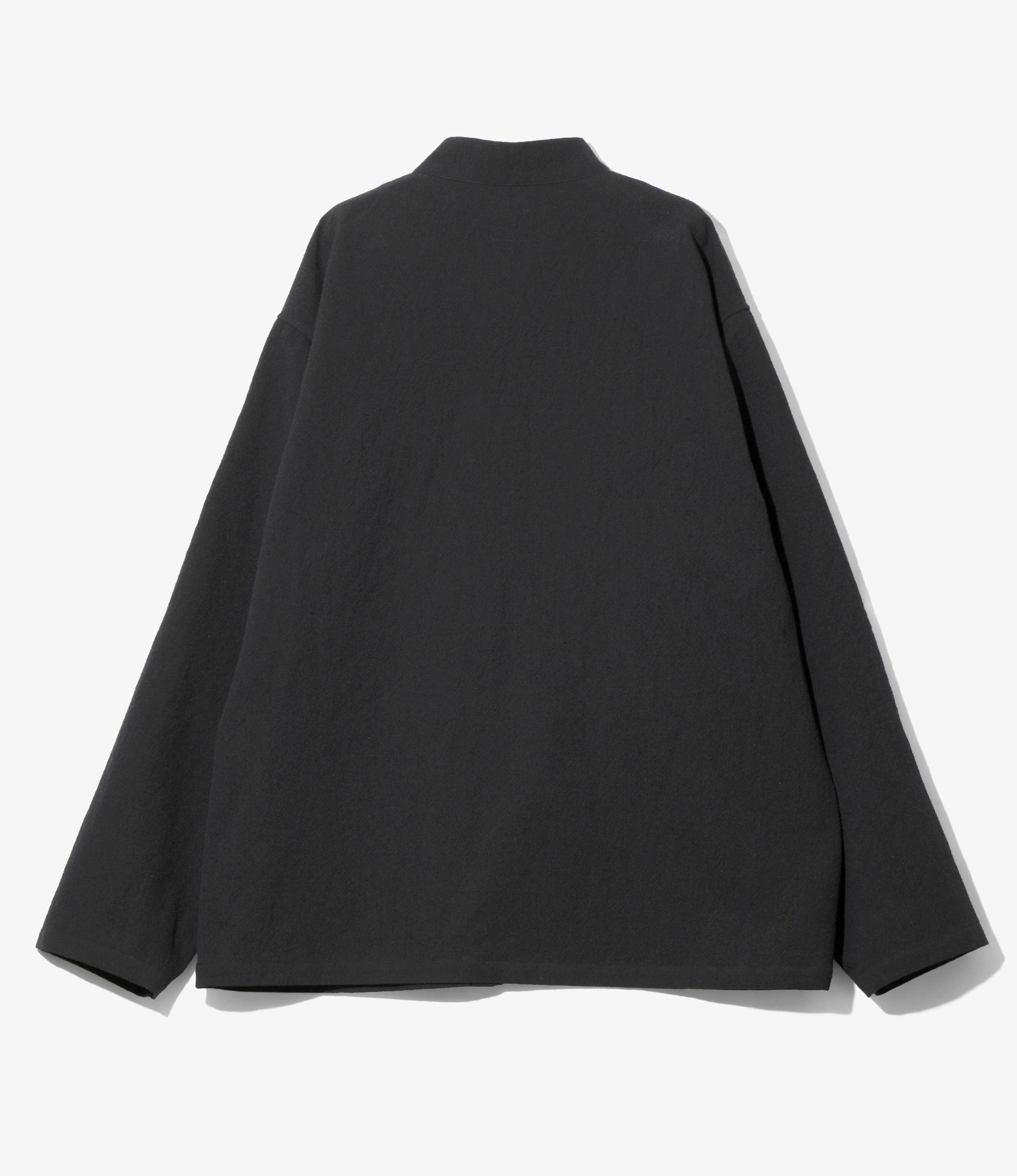 Stand Collar Jacket - Dk.Navy - Wool Diagonal Jacquard