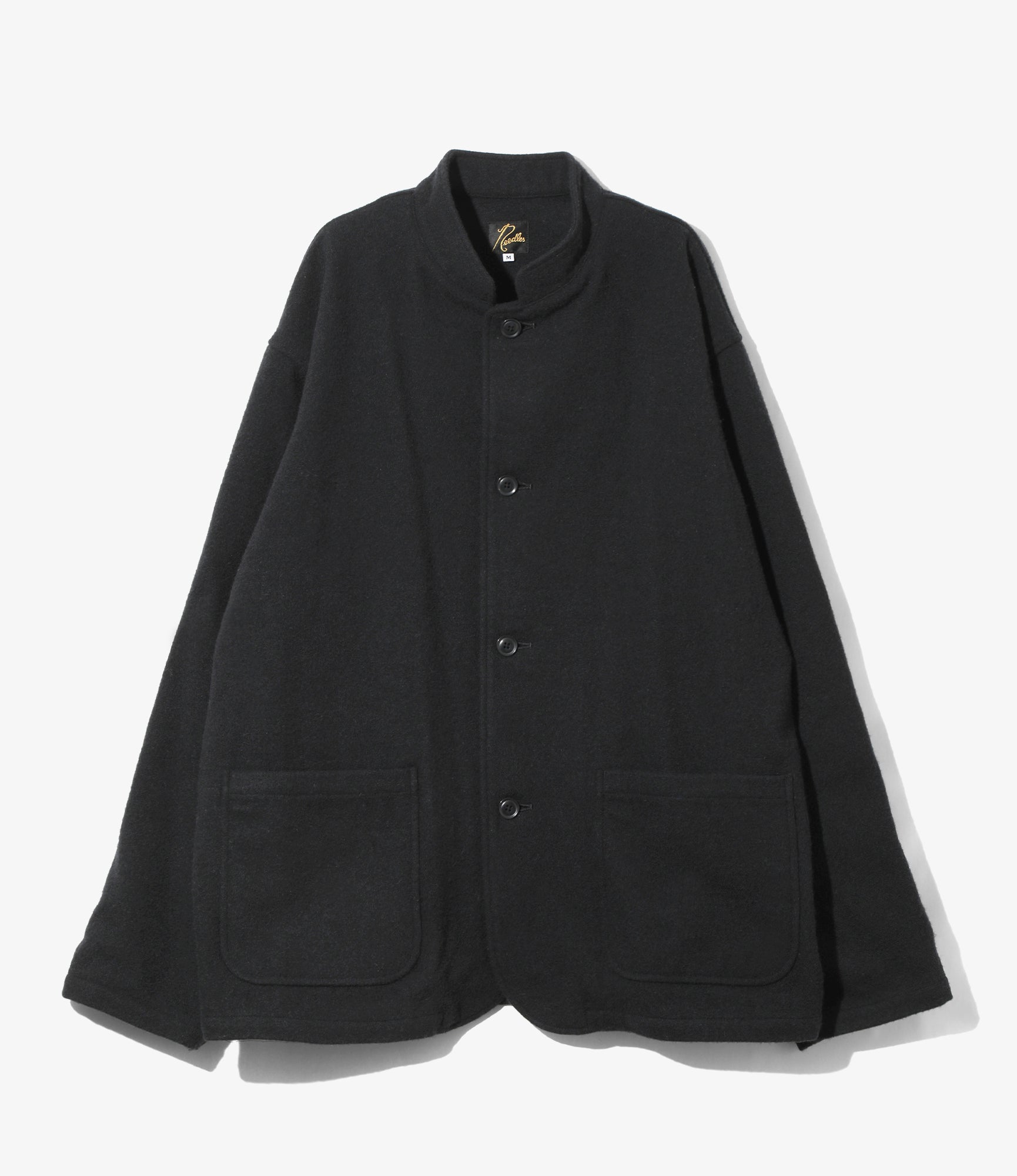 Stand Collar Jacket - Dk.Navy - Shrink Wool