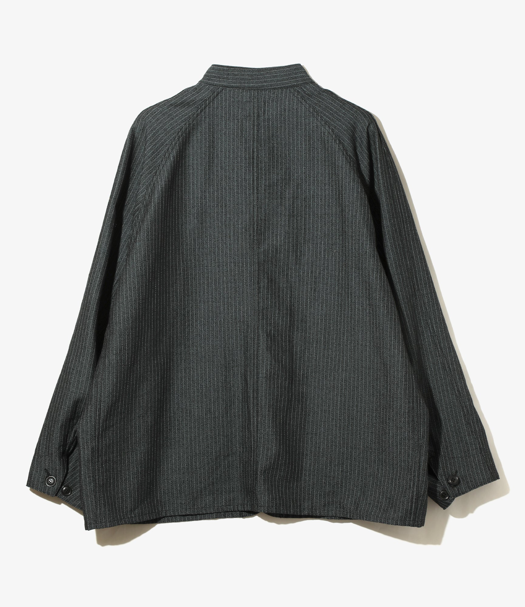 China Button Chore Coat - Green - Pin Stripe Jacquard