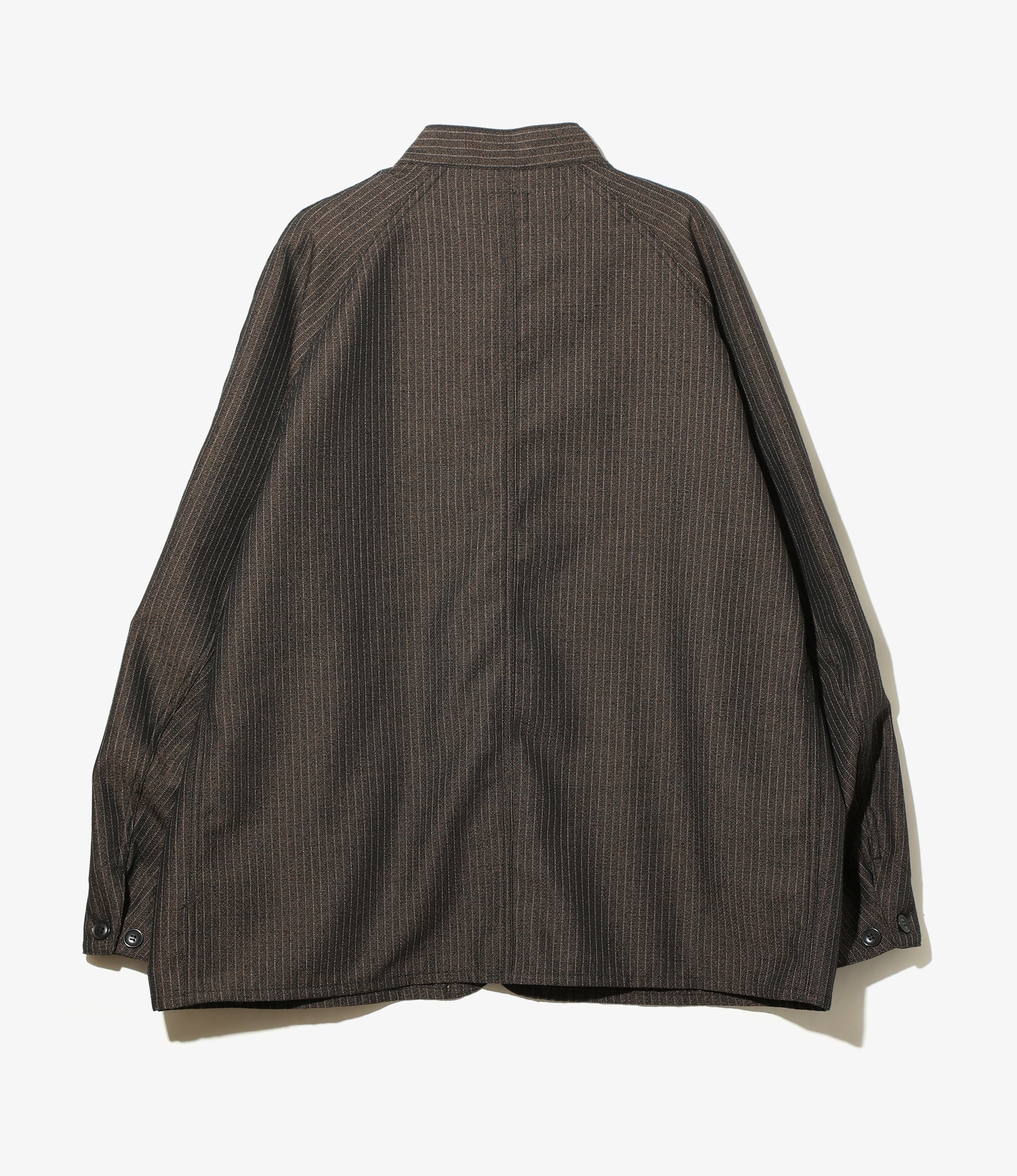 China Button Chore Coat - Brown - Pin Stripe Jacquard
