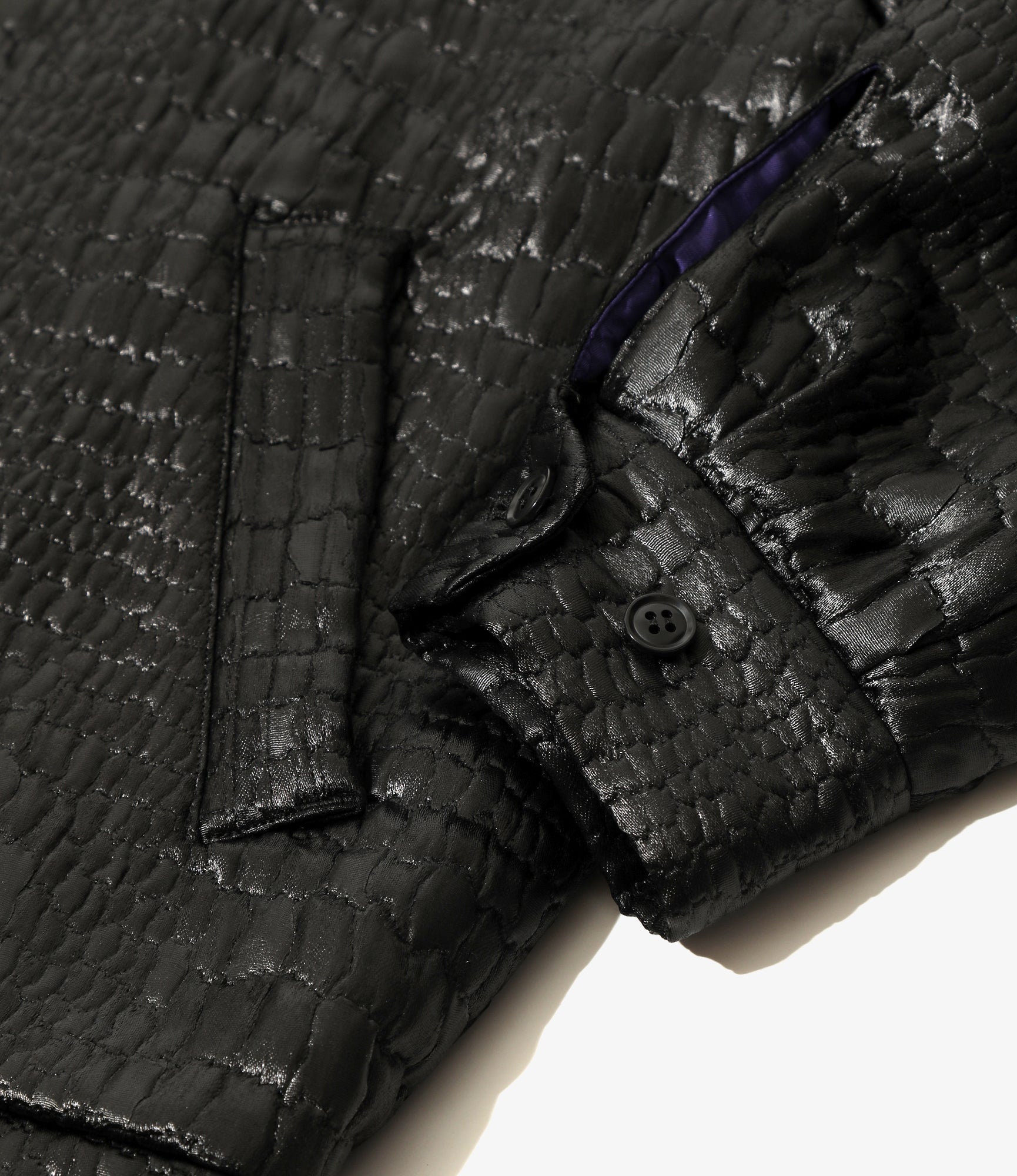 Sports Jacket - Black - Crocodile Jacquard Chintz