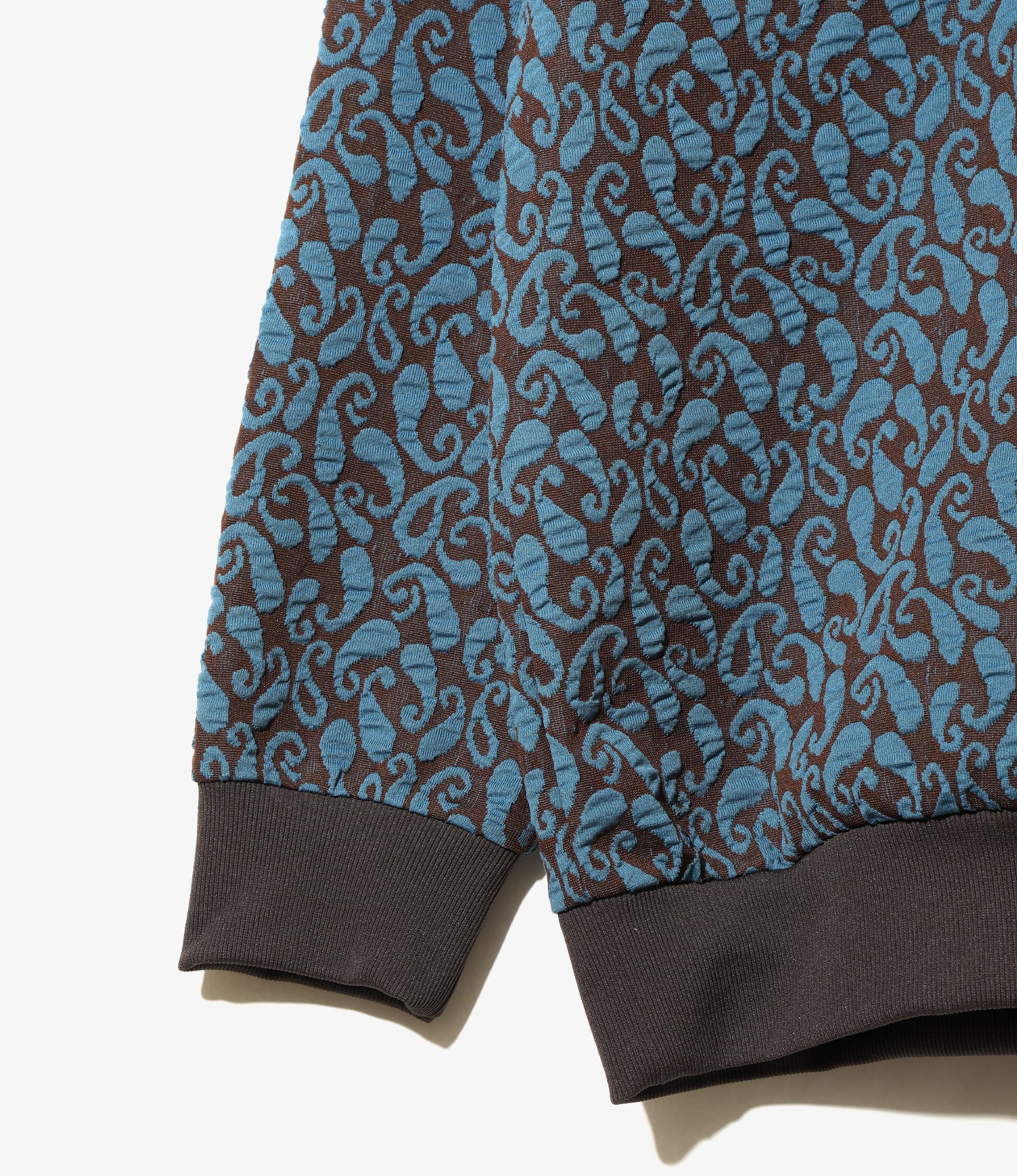 Pullover Knit Shirt - Blue/Brown - Poly Jq. / Paisley
