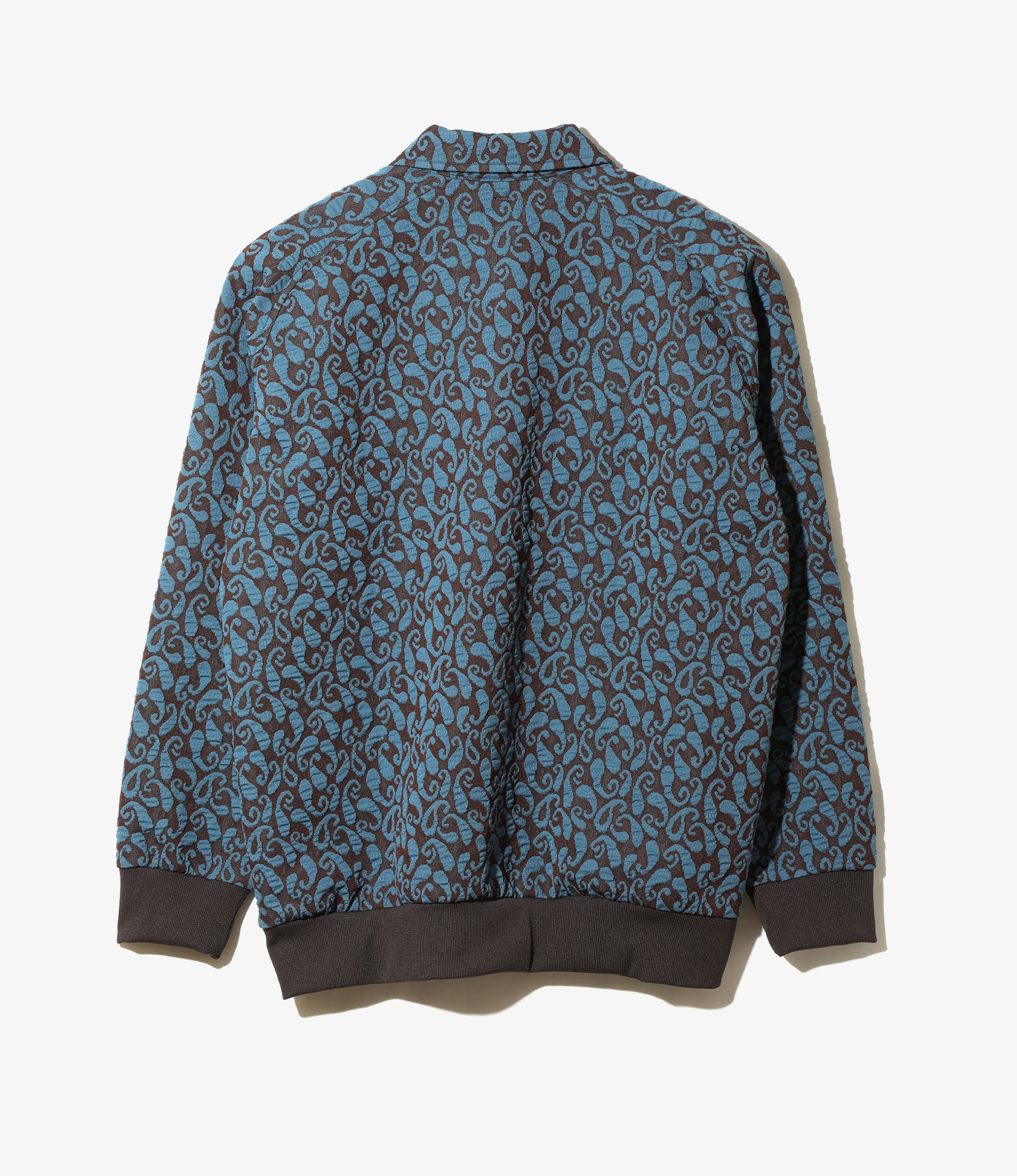 Pullover Knit Shirt - Blue/Brown - Poly Jq. / Paisley
