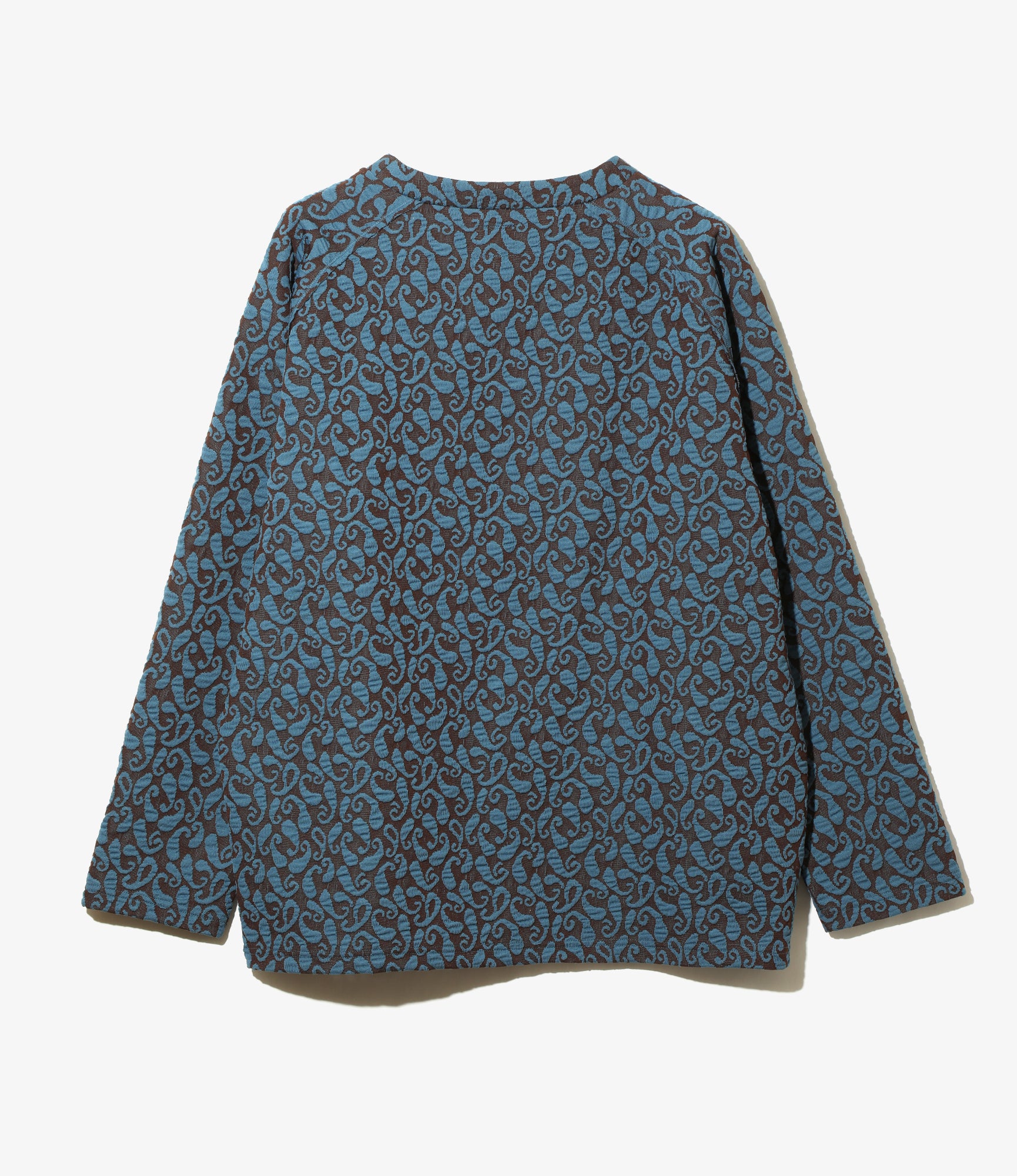 V Neck Cardigan - Blue/Brown - Poly Jq. / Paisley