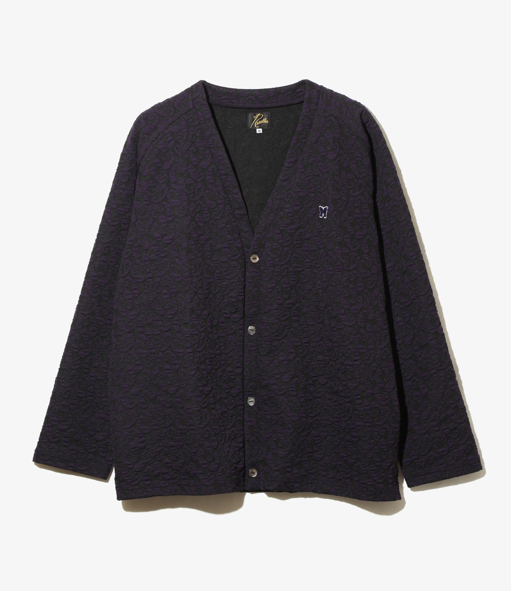 V Neck Cardigan - Purple/Black - Poly Jq. / Paisley