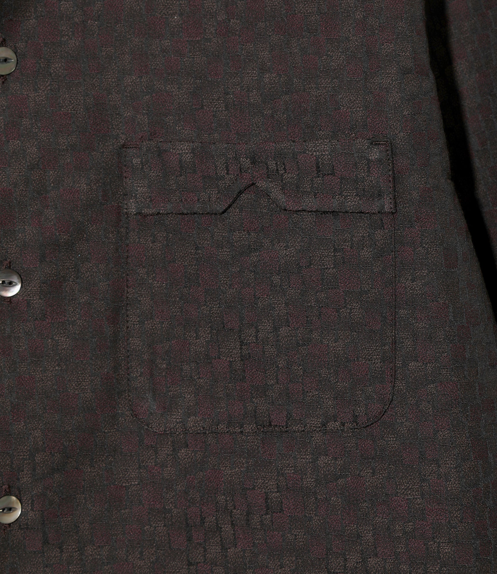 Open Collar Shirt - Bordeaux - Tile Pattern Jacquard