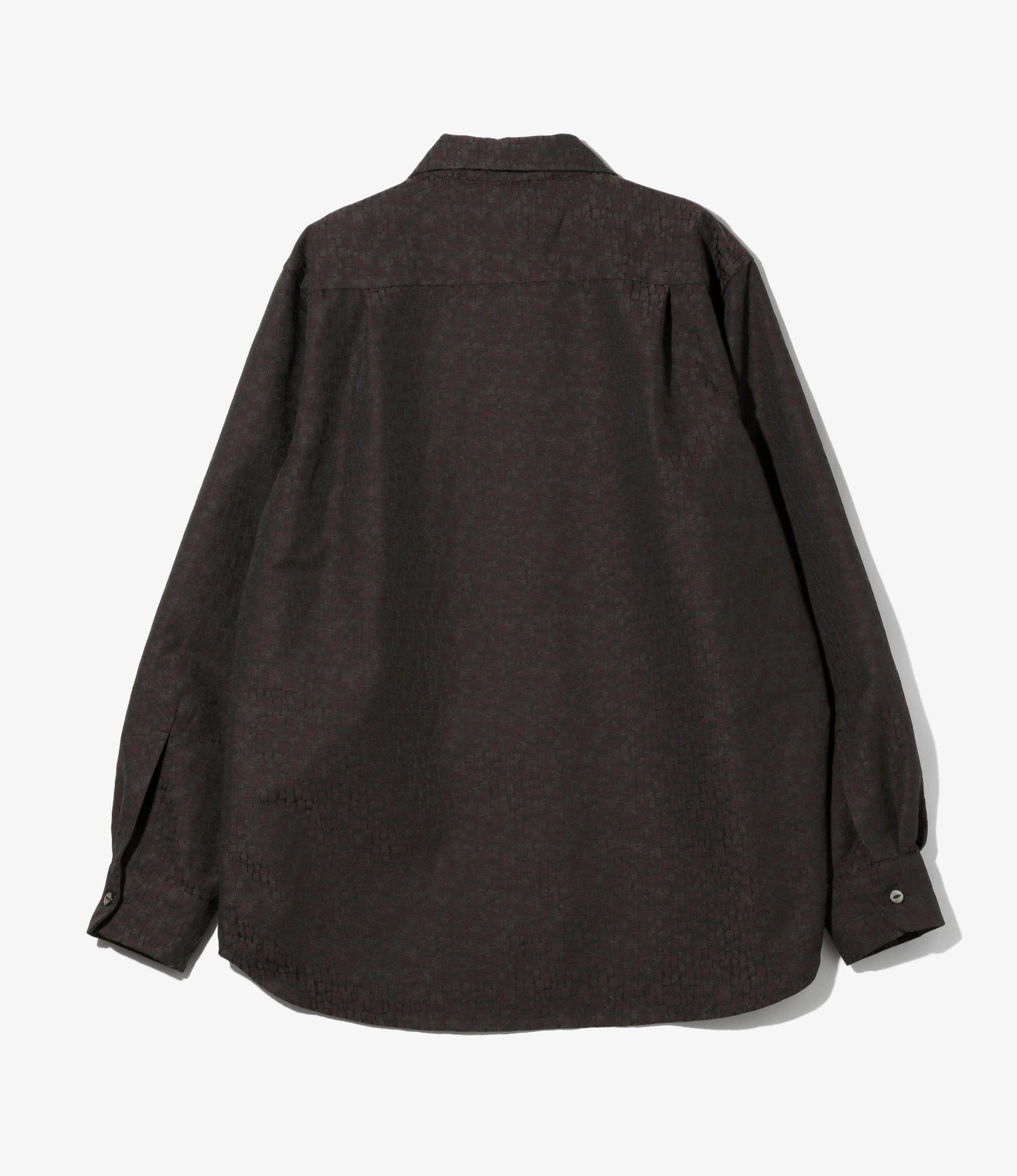 Open Collar Shirt - Bordeaux - Tile Pattern Jacquard