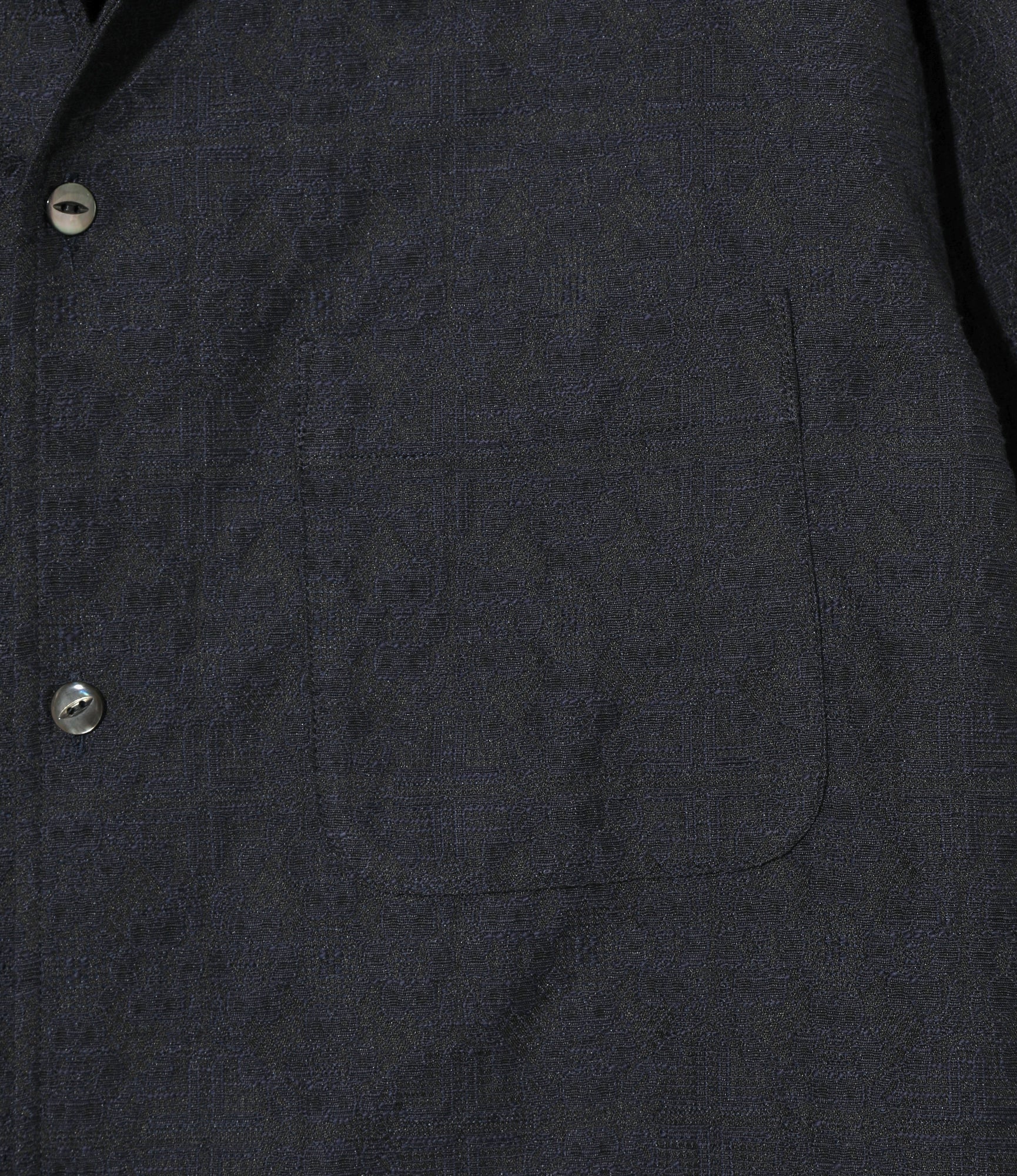 Pin-Tuck Collar Shirt - Navy - Geometric Jacquard