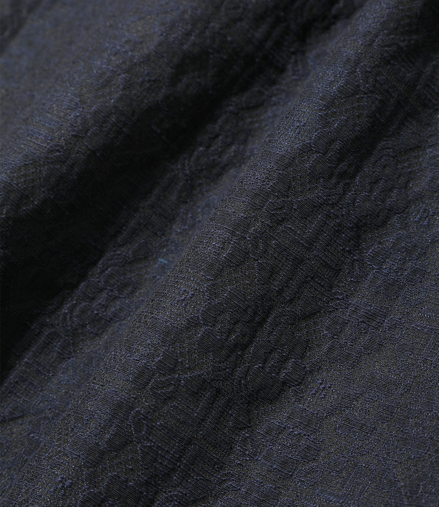Pin-Tuck Collar Shirt - Navy - Geometric Jacquard