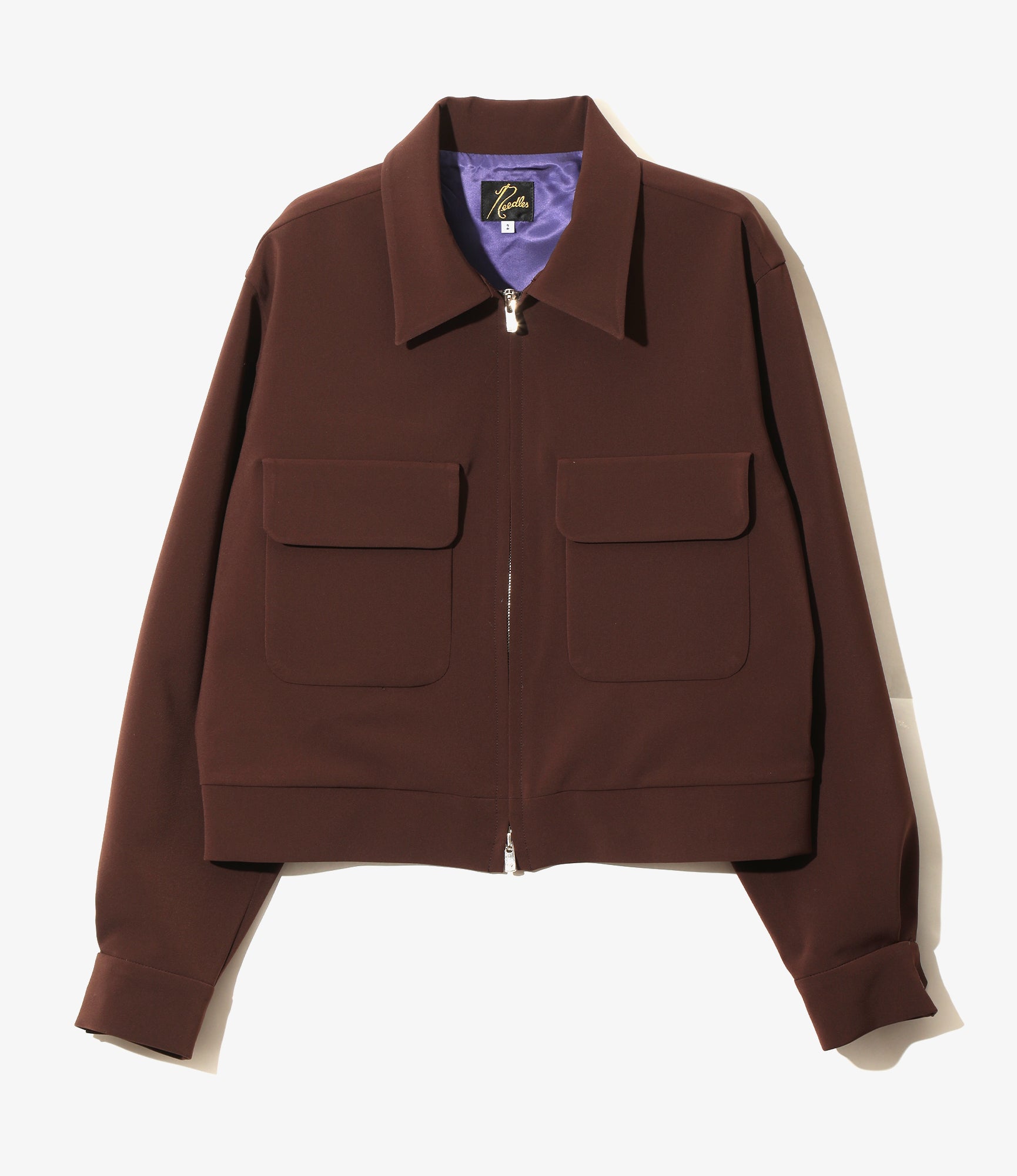 Women's Short Sports Jacket - Brown - Poly Double Cloth Stretch