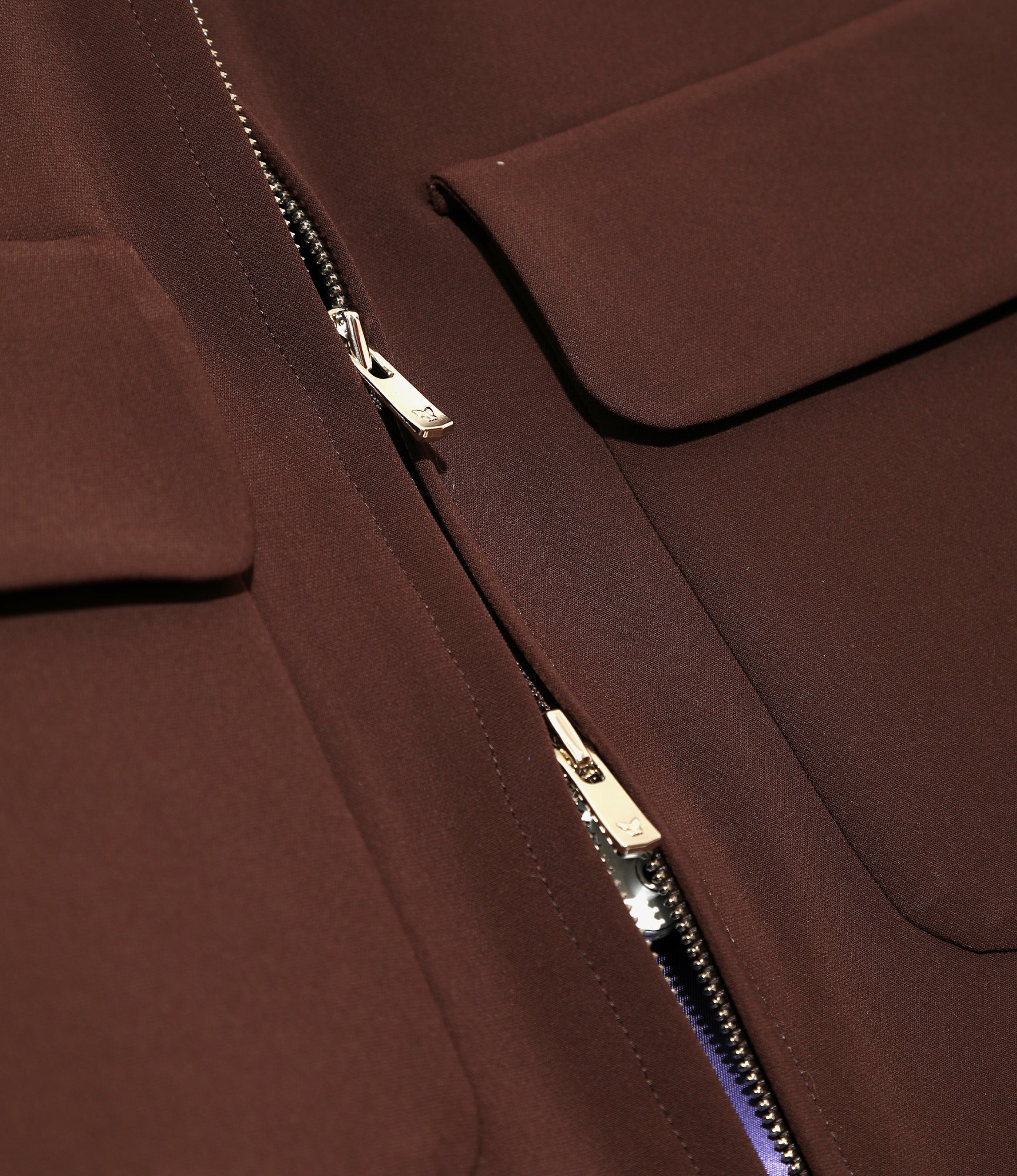 Women's Short Sports Jacket - Brown - Poly Double Cloth Stretch