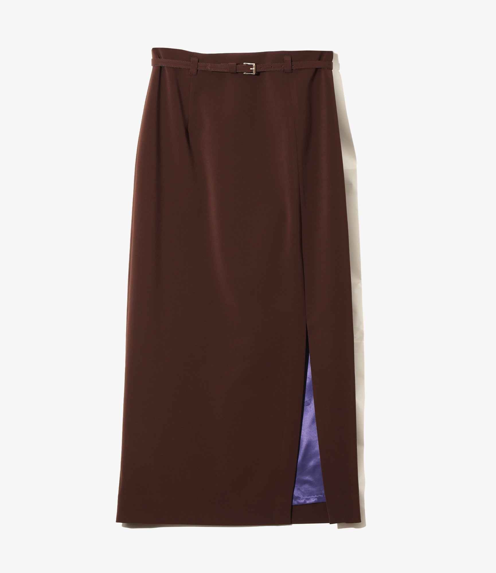 Women's Slit Pencil Skirt - Brown - Poly Double Cloth Stretch