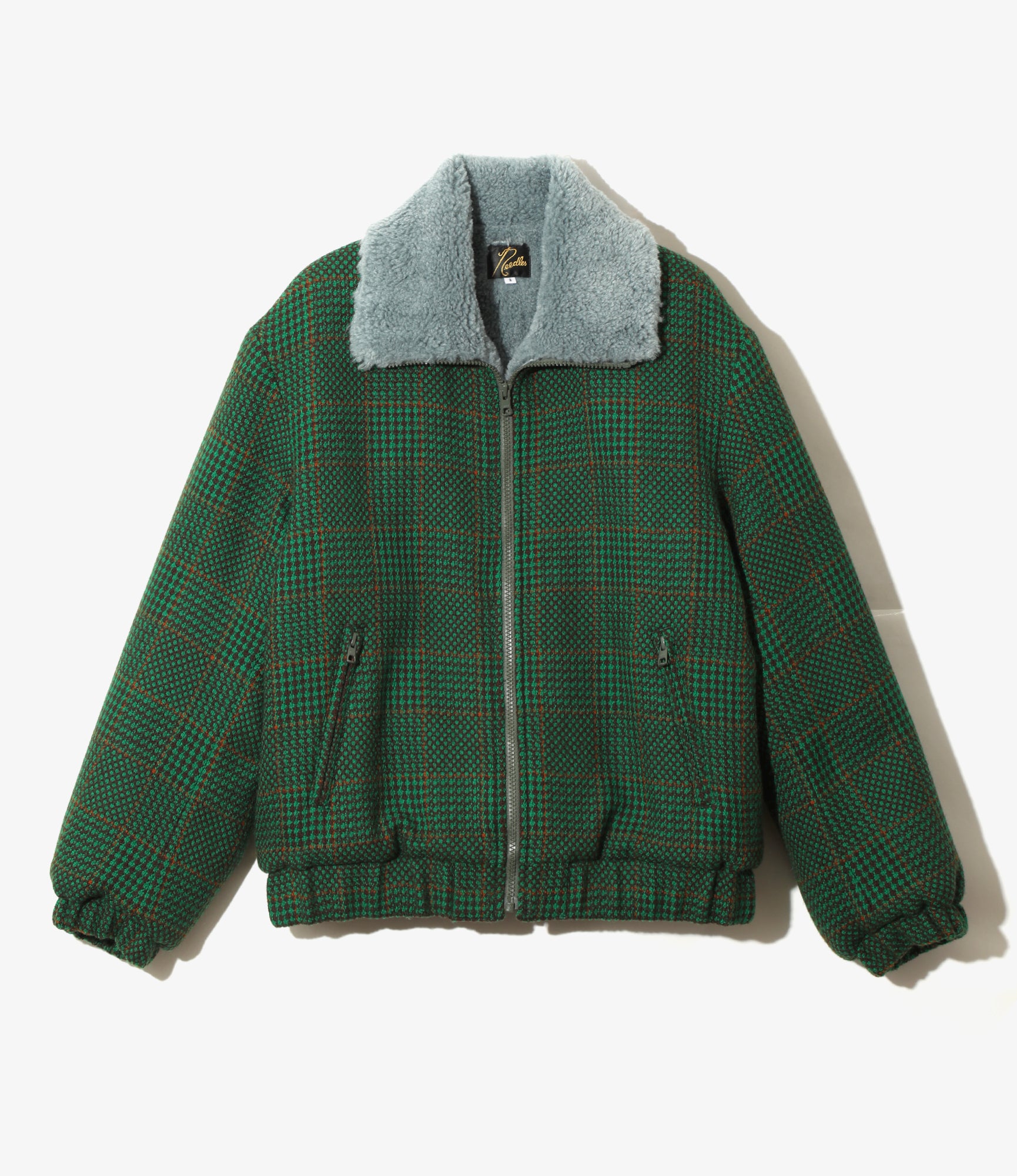 Women's Lined Boa Jacket - Green - Houndstooth