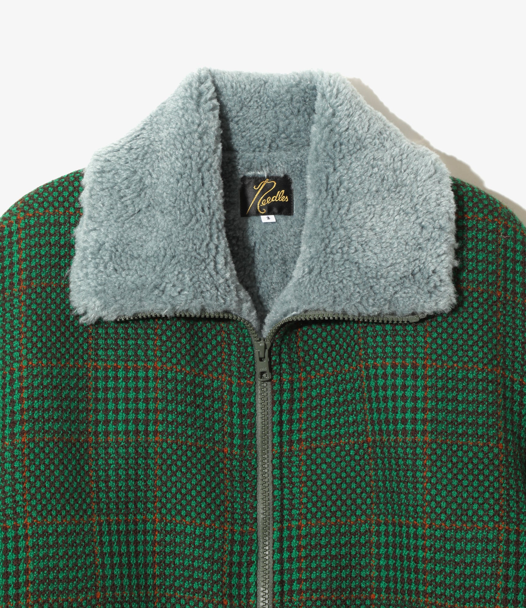 Women's Lined Boa Jacket - Green - Houndstooth