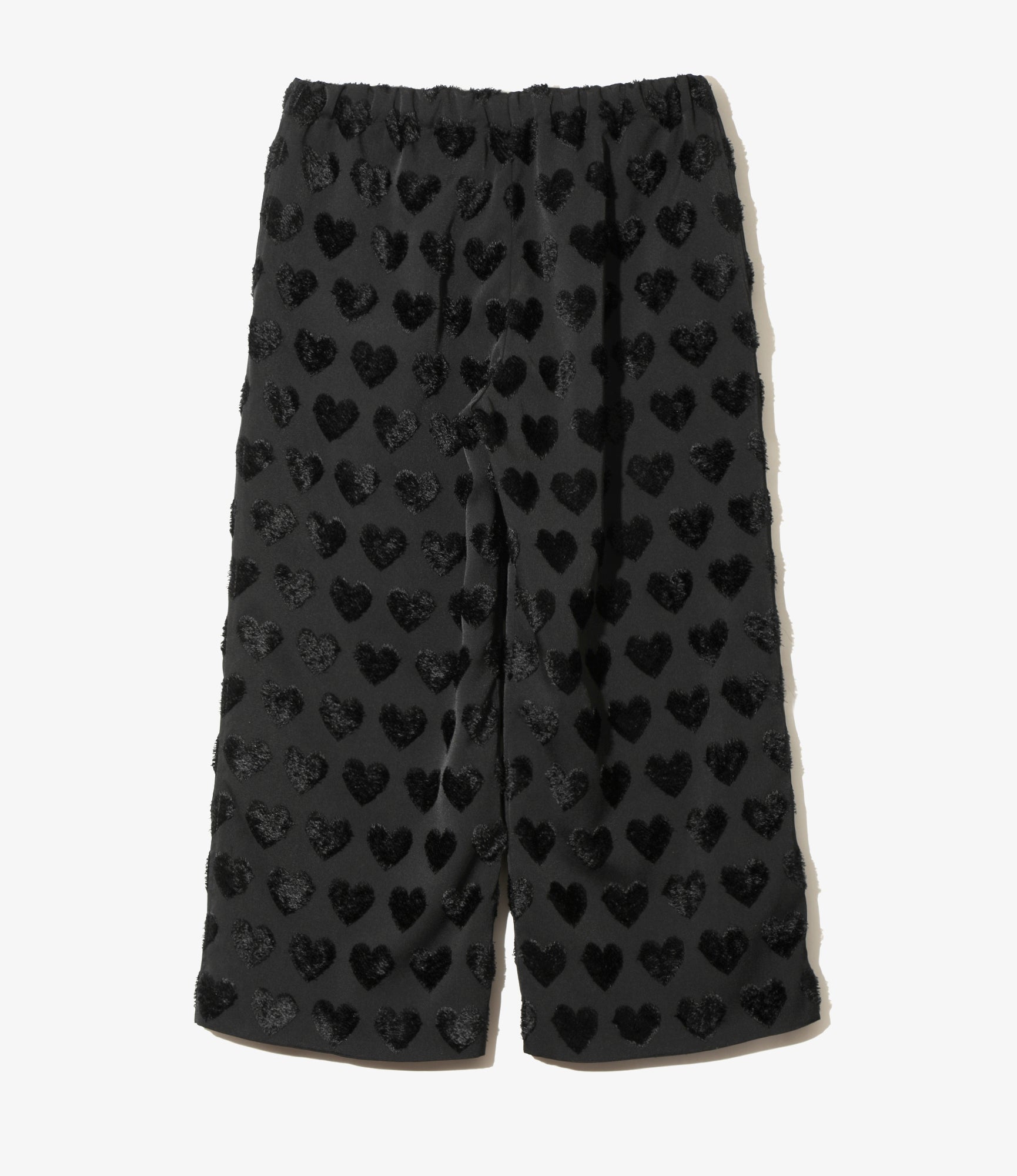 Women's Pajama Pant - Black - Cut Jacquard Heart Fringe