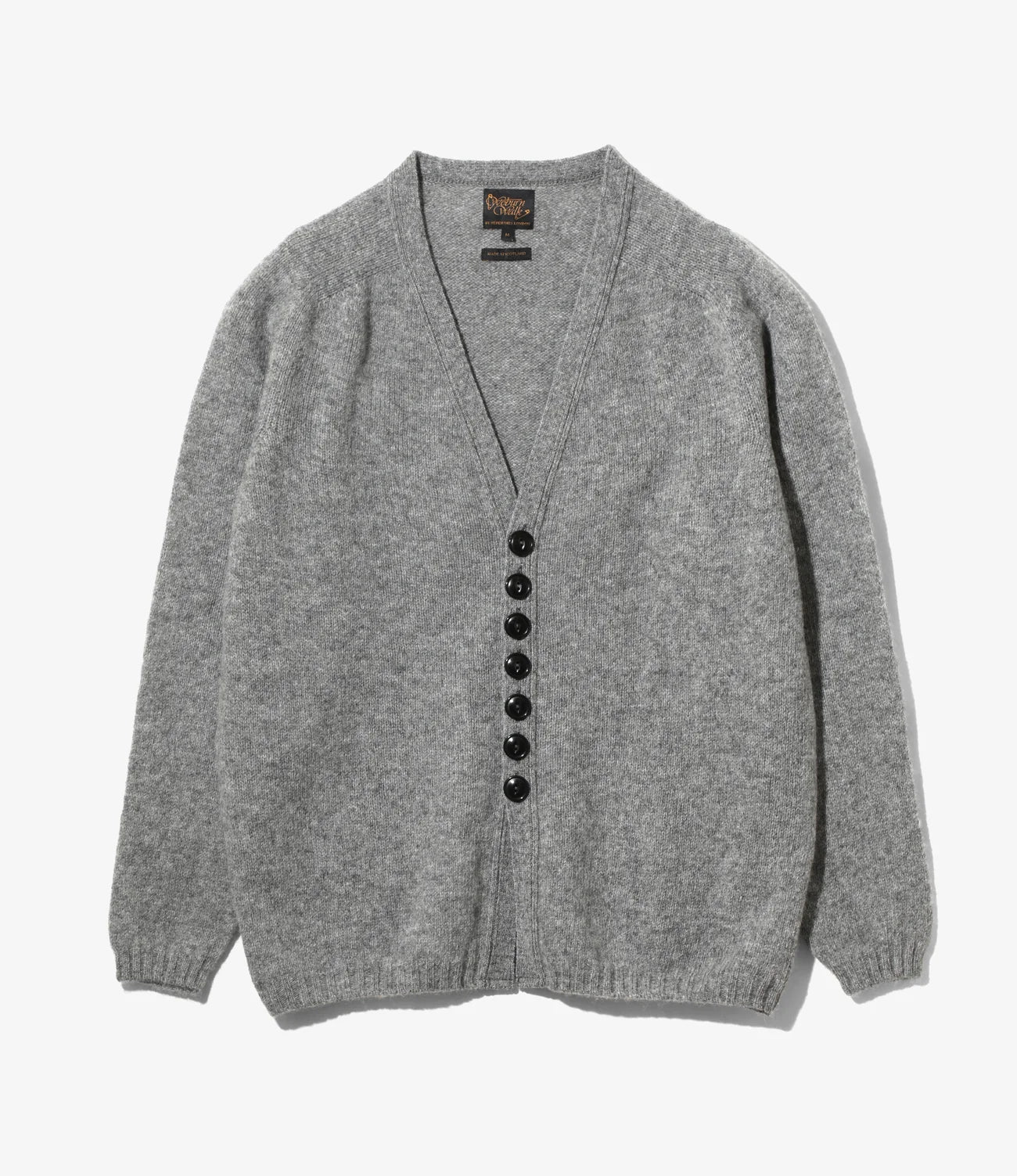 Fisherman Cardigan - Mid Grey - Shetland Wool