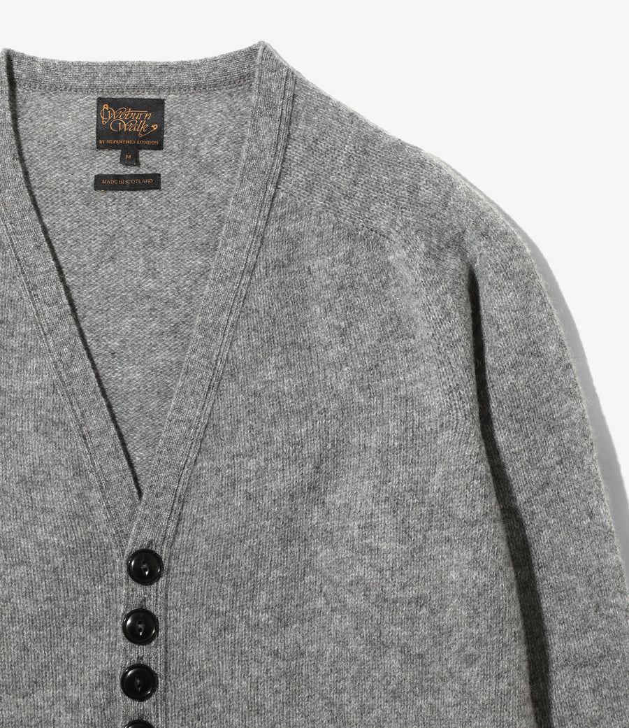 Fisherman Cardigan - Mid Grey - Shetland Wool