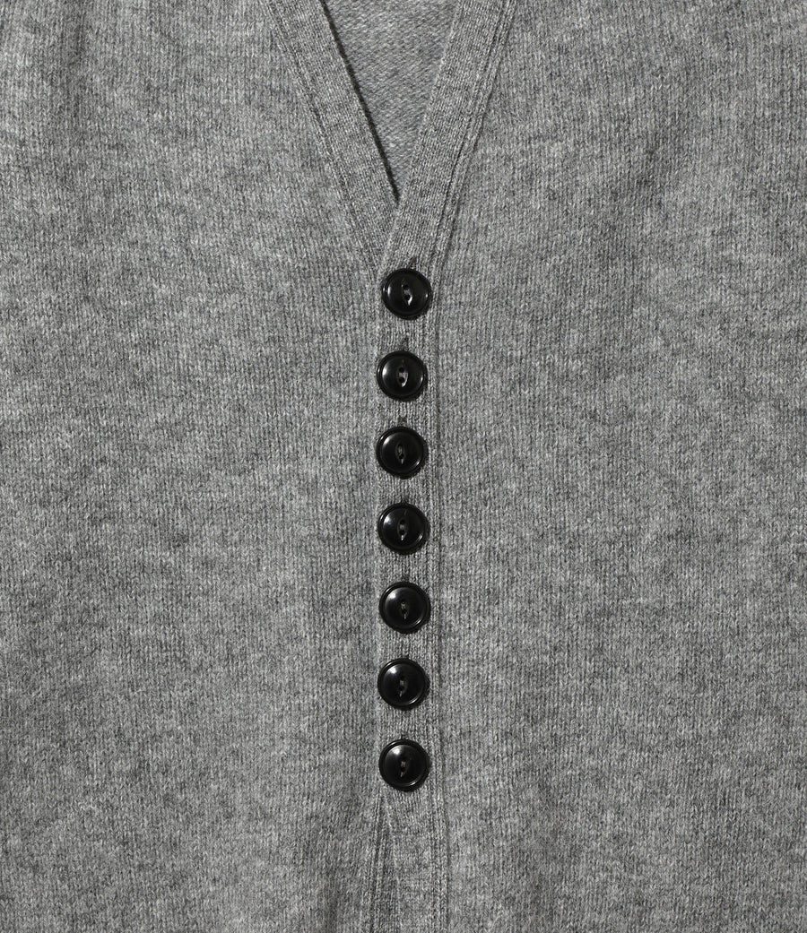 Fisherman Cardigan - Mid Grey - Shetland Wool