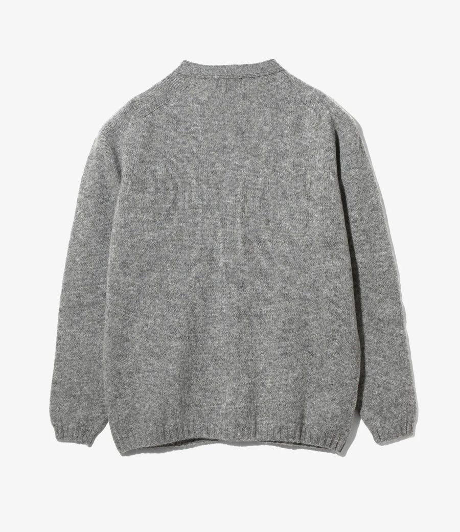 Fisherman Cardigan - Mid Grey - Shetland Wool