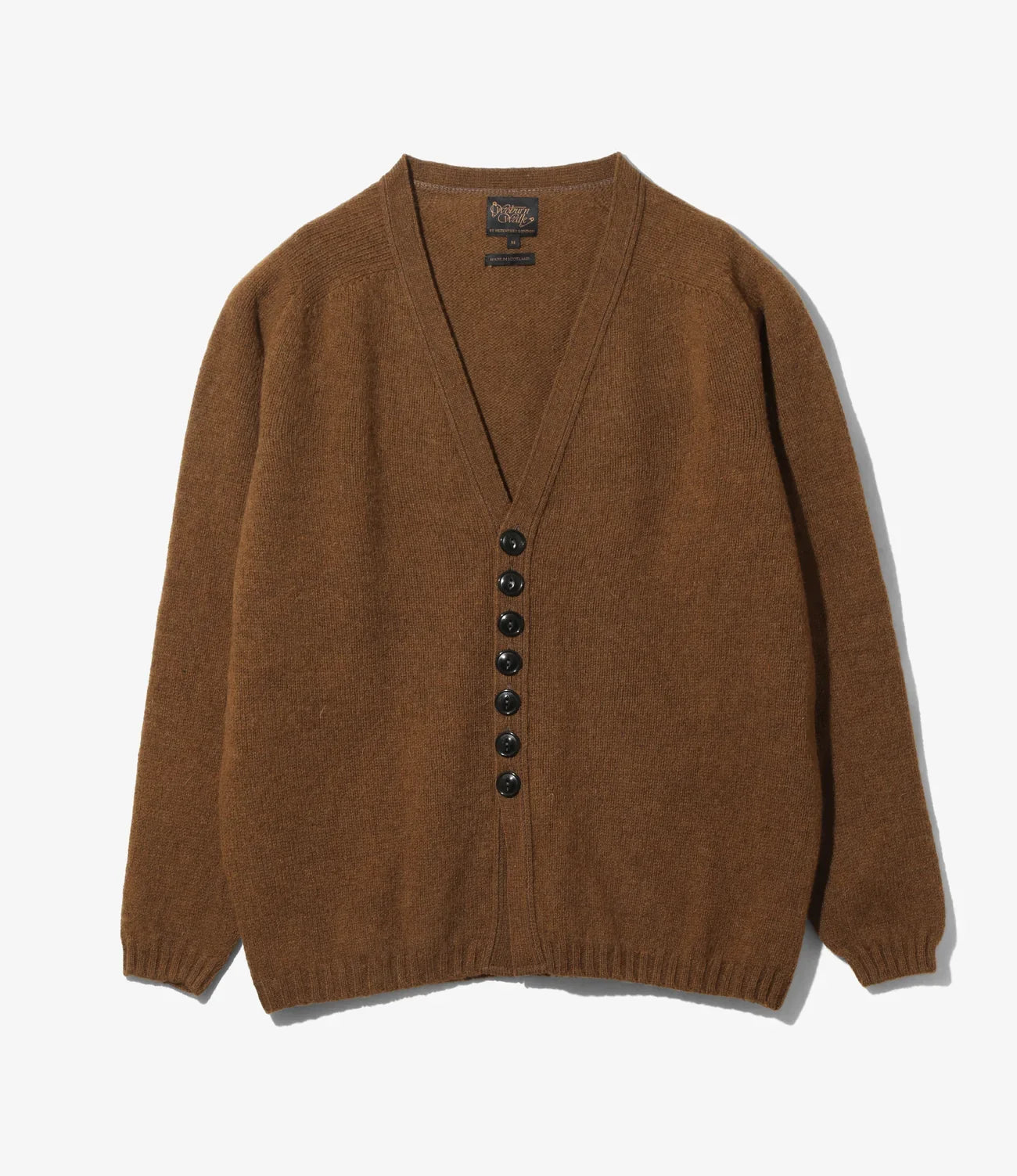 Fisherman Cardigan - Walnut - Shetland Wool