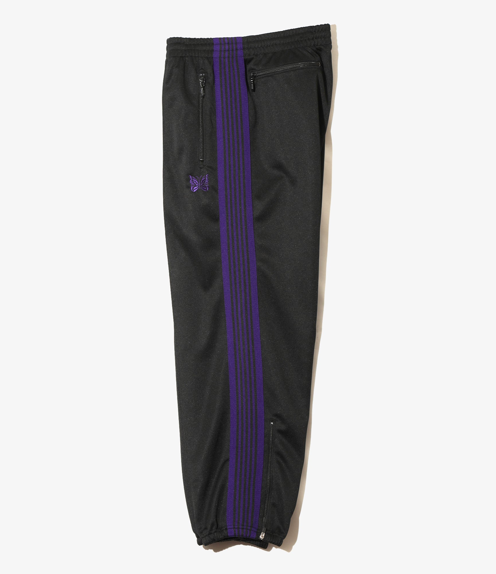 Zipped Track Pant - Black - Poly Smooth