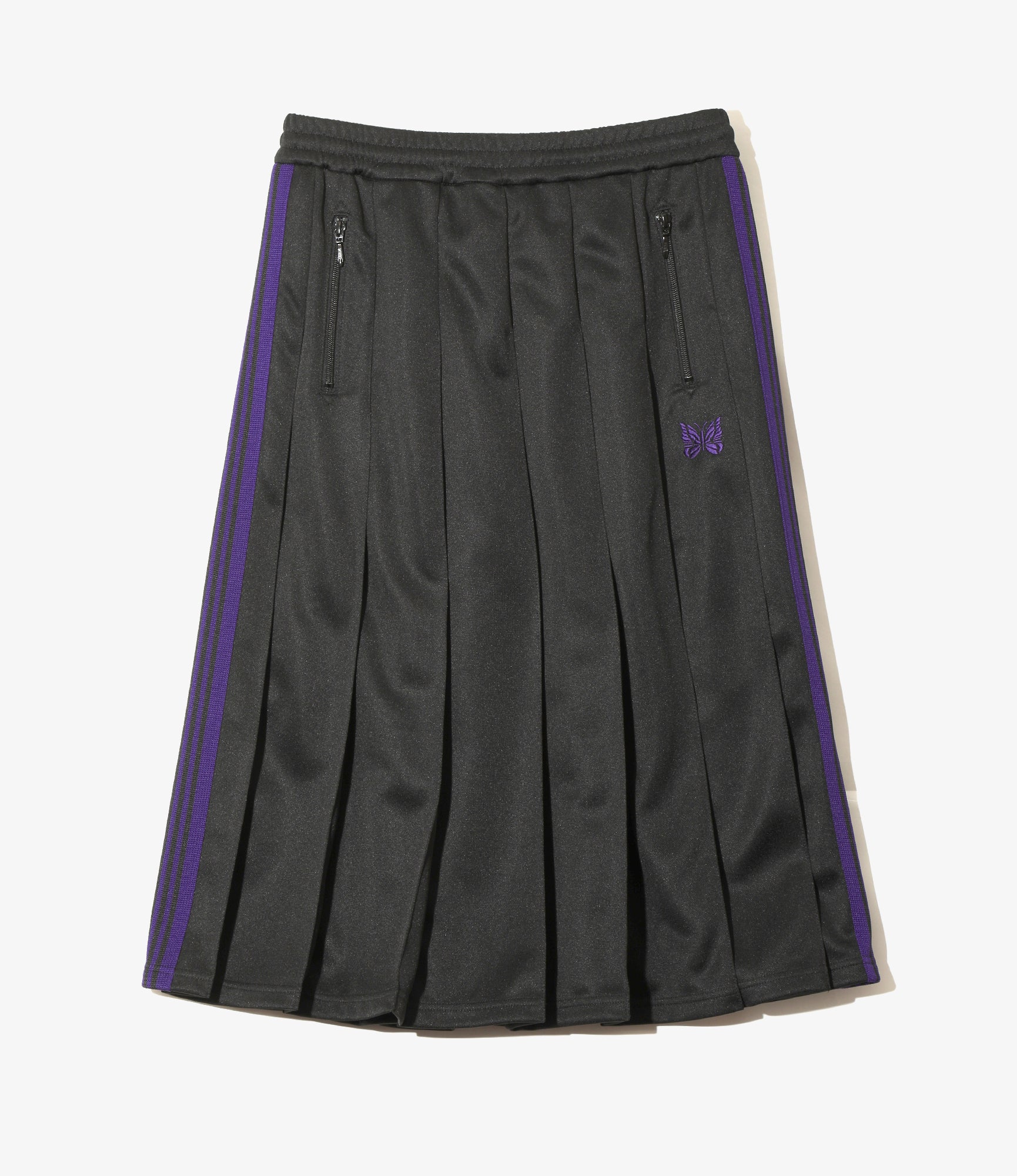 Women's Pleated Track Skirt - Black - Poly Smooth
