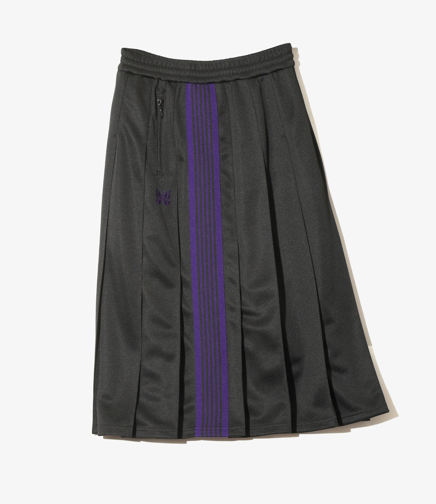 Women's Pleated Track Skirt - Black - Poly Smooth