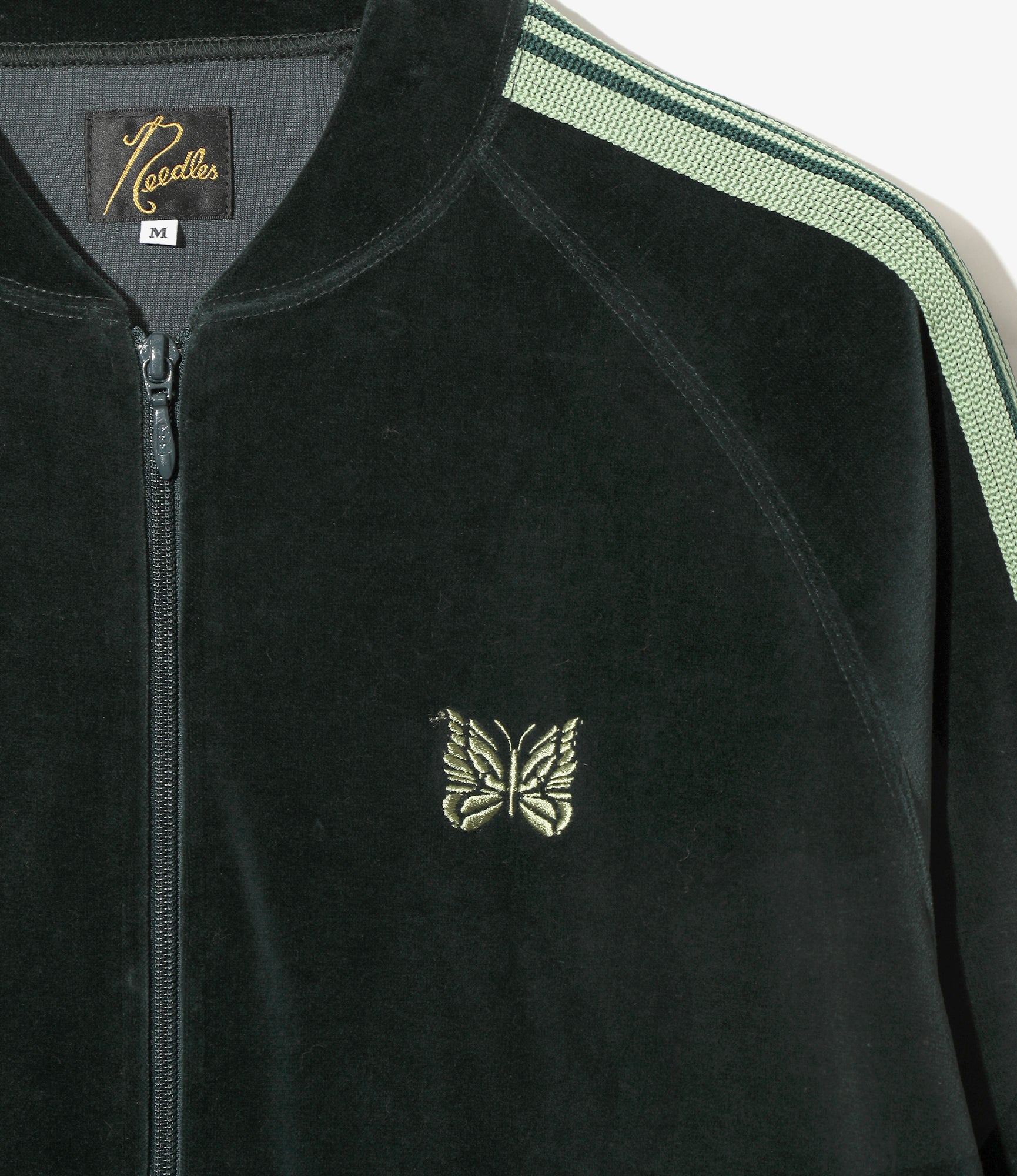Women's Needles Rib Collar Track Jacket - C/PE Velour - Green