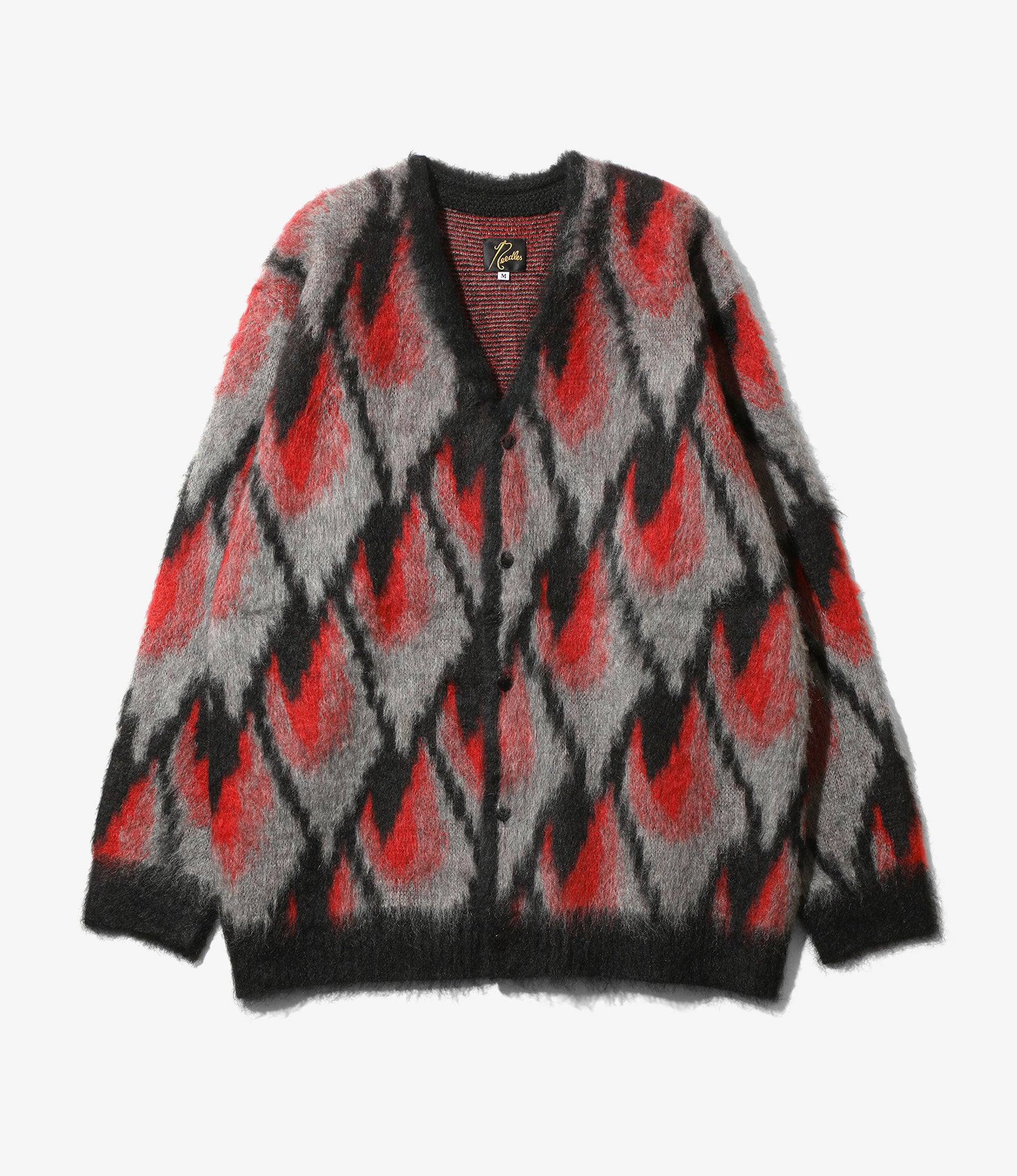 Mohair Cardigan - Black/Red - Abstract