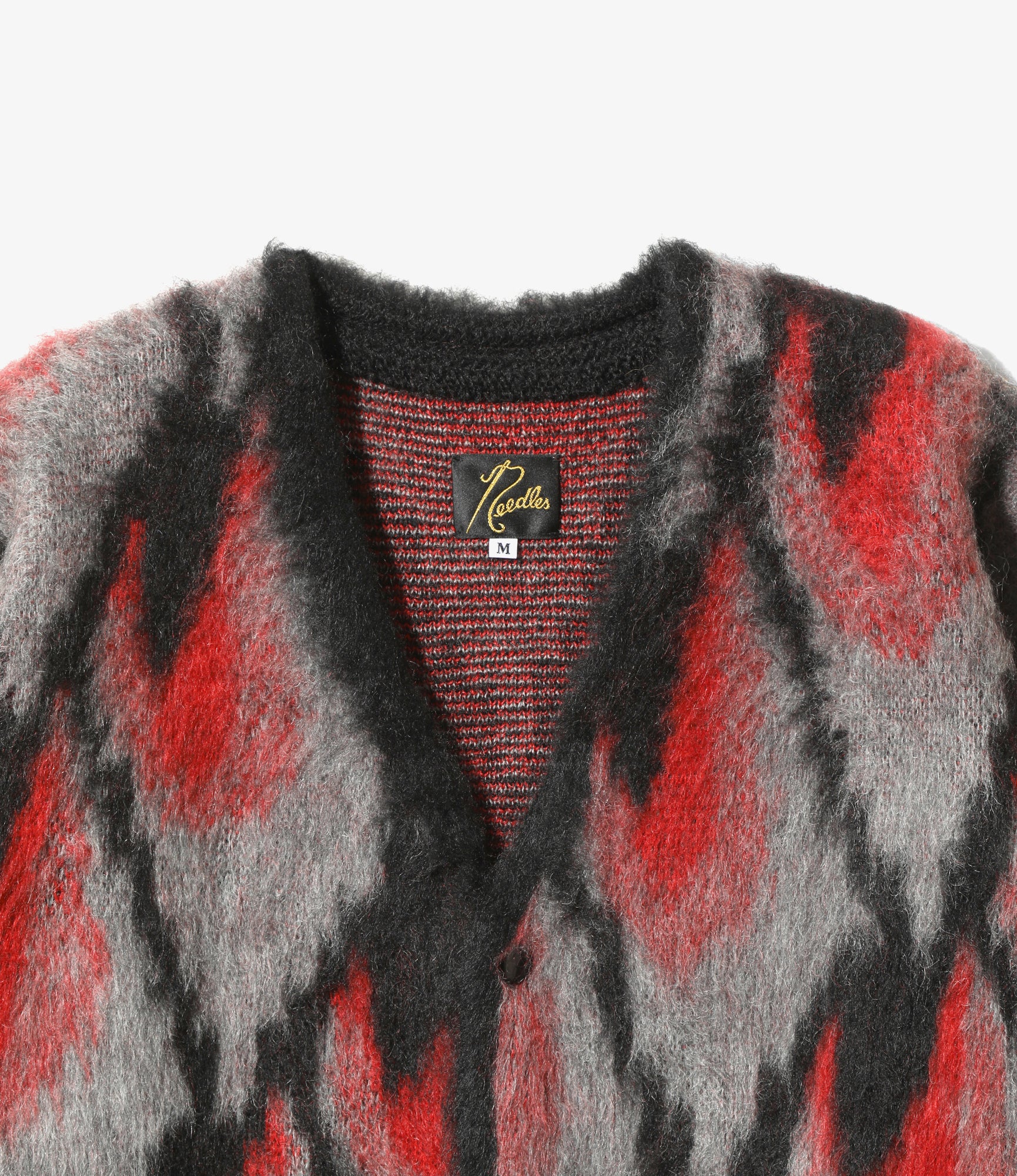 Mohair Cardigan - Black/Red - Abstract