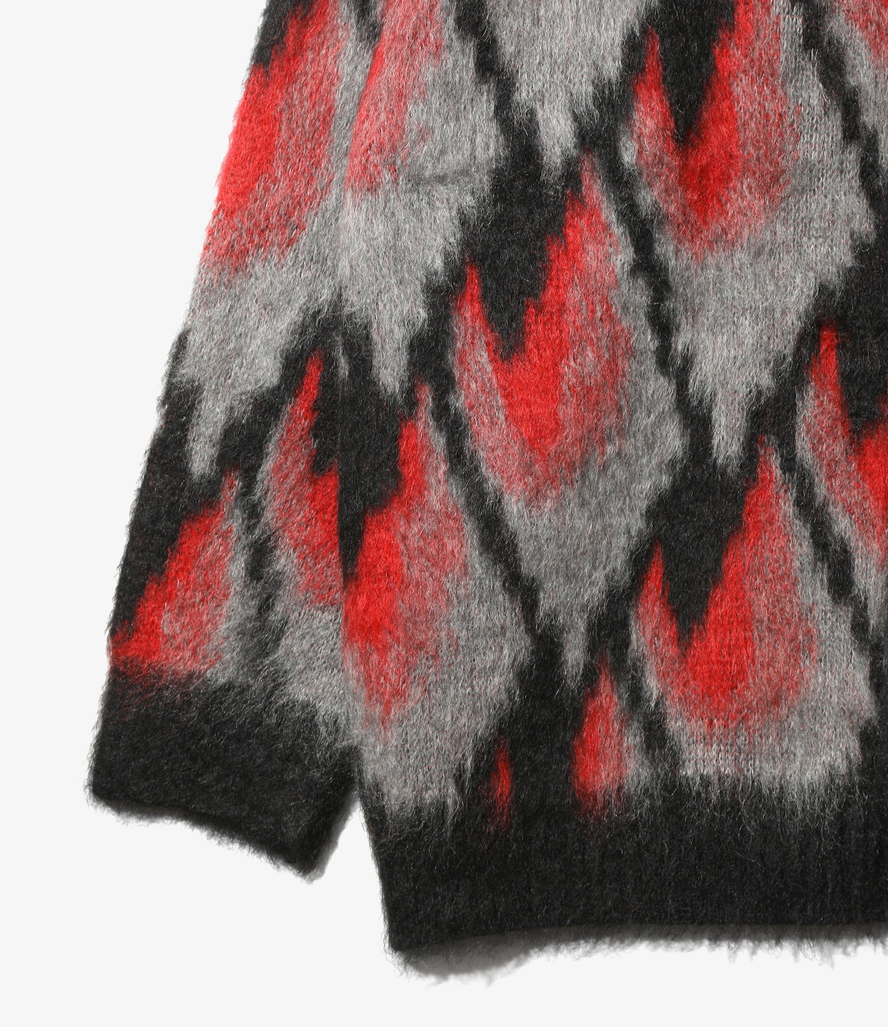 Mohair Cardigan - Black/Red - Abstract