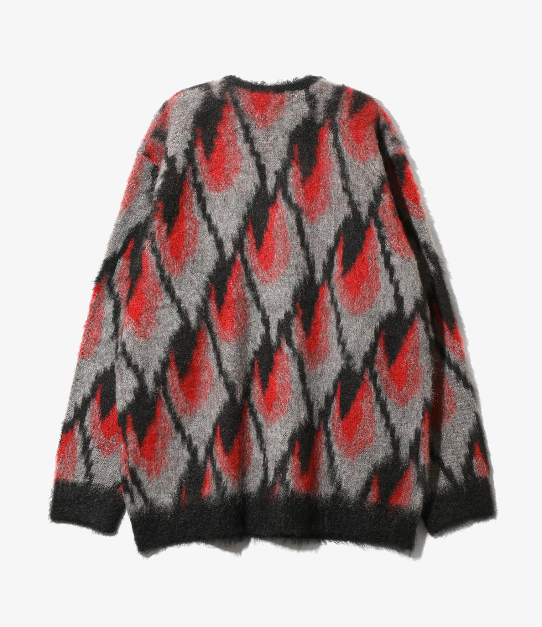 Mohair Cardigan - Black/Red - Abstract