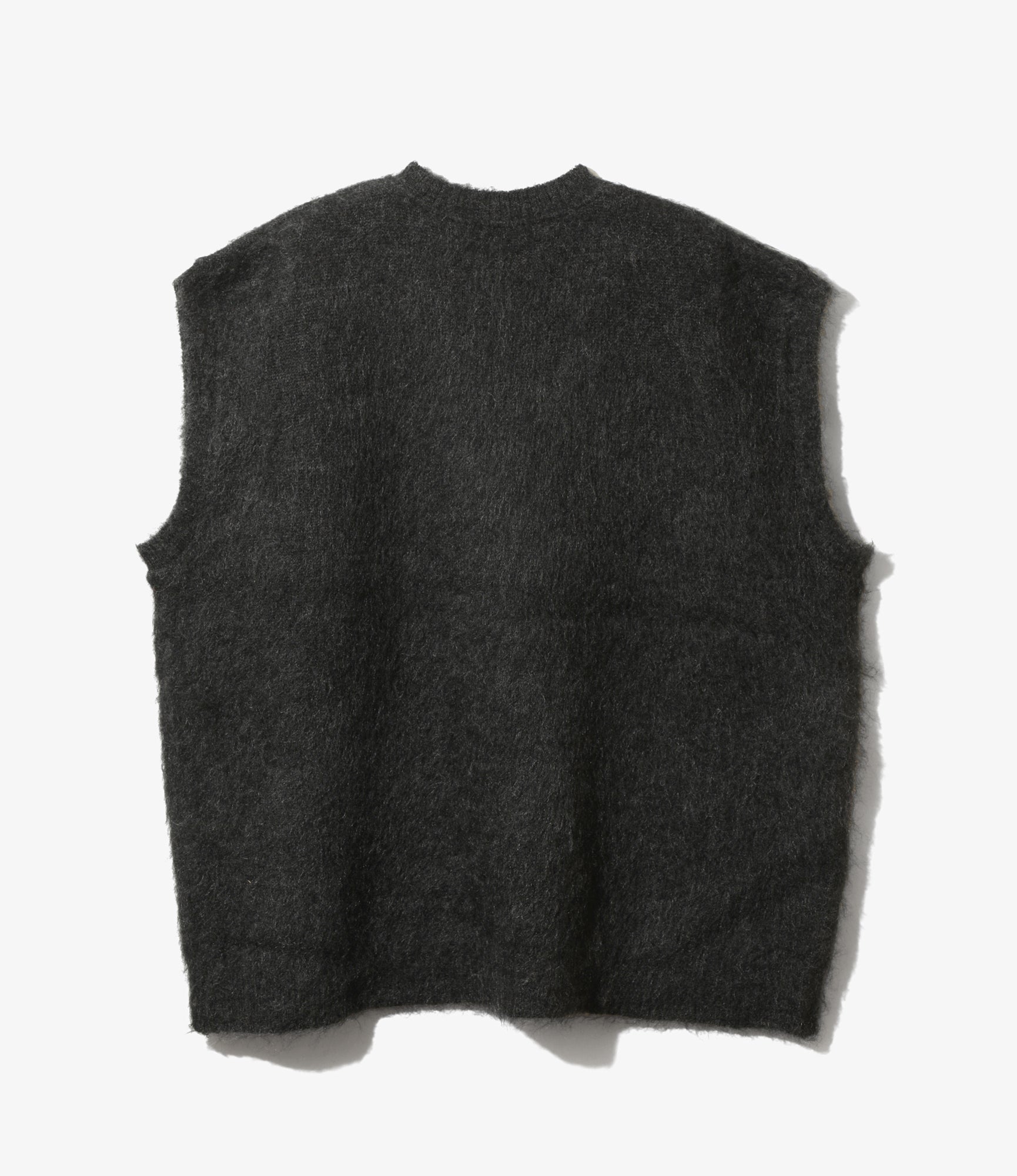 Mohair Knit Vest - Charcoal - Solid
