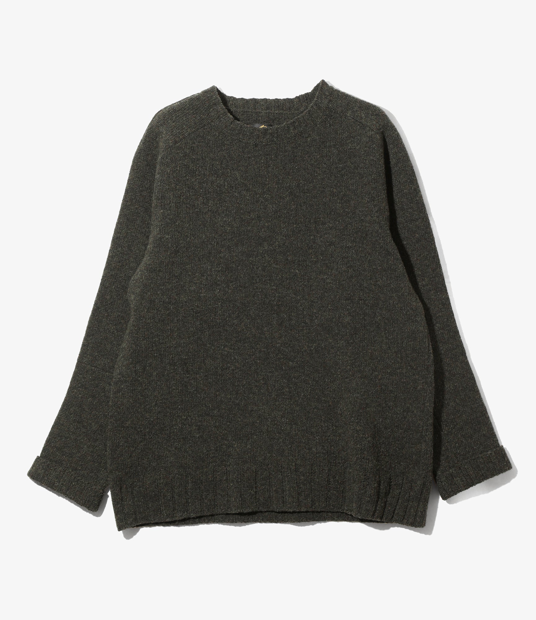 Damaged Crew Sweater - Loden - Shetland Wool