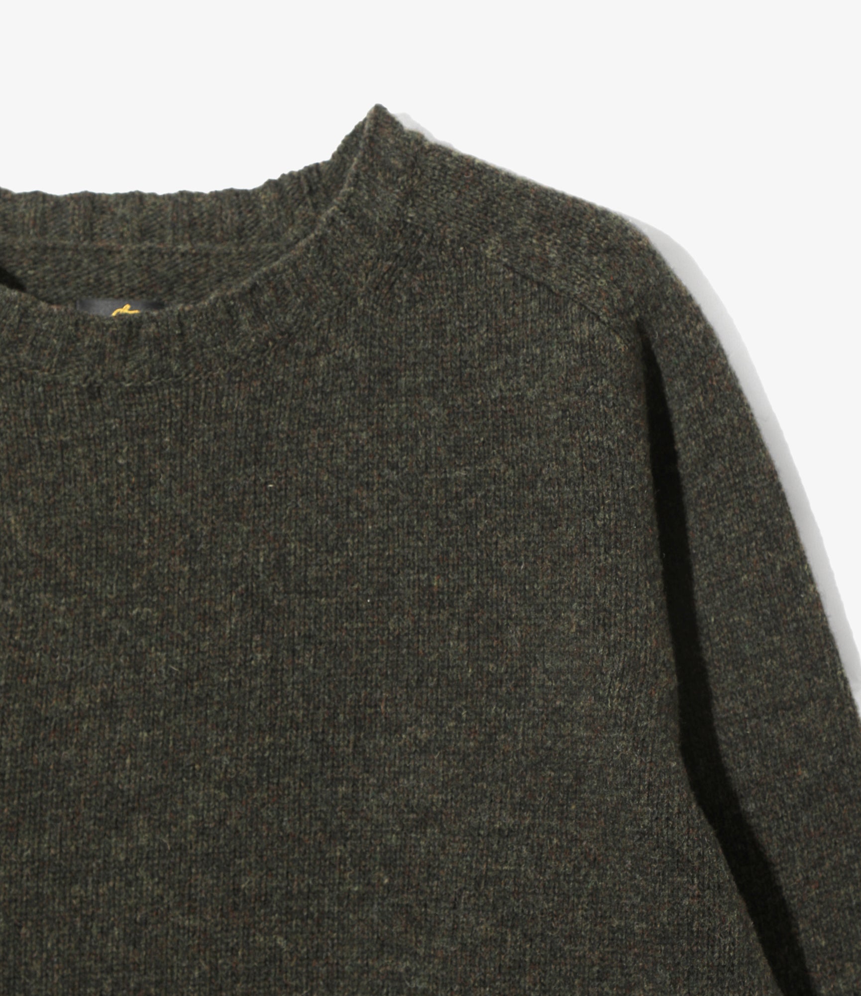 Damaged Crew Sweater - Loden - Shetland Wool