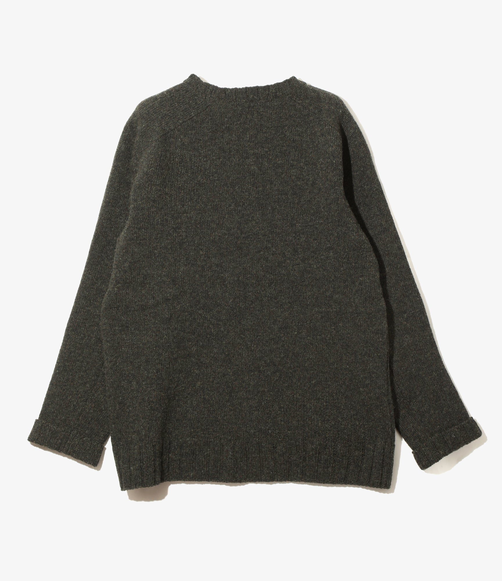 Damaged Crew Sweater - Loden - Shetland Wool