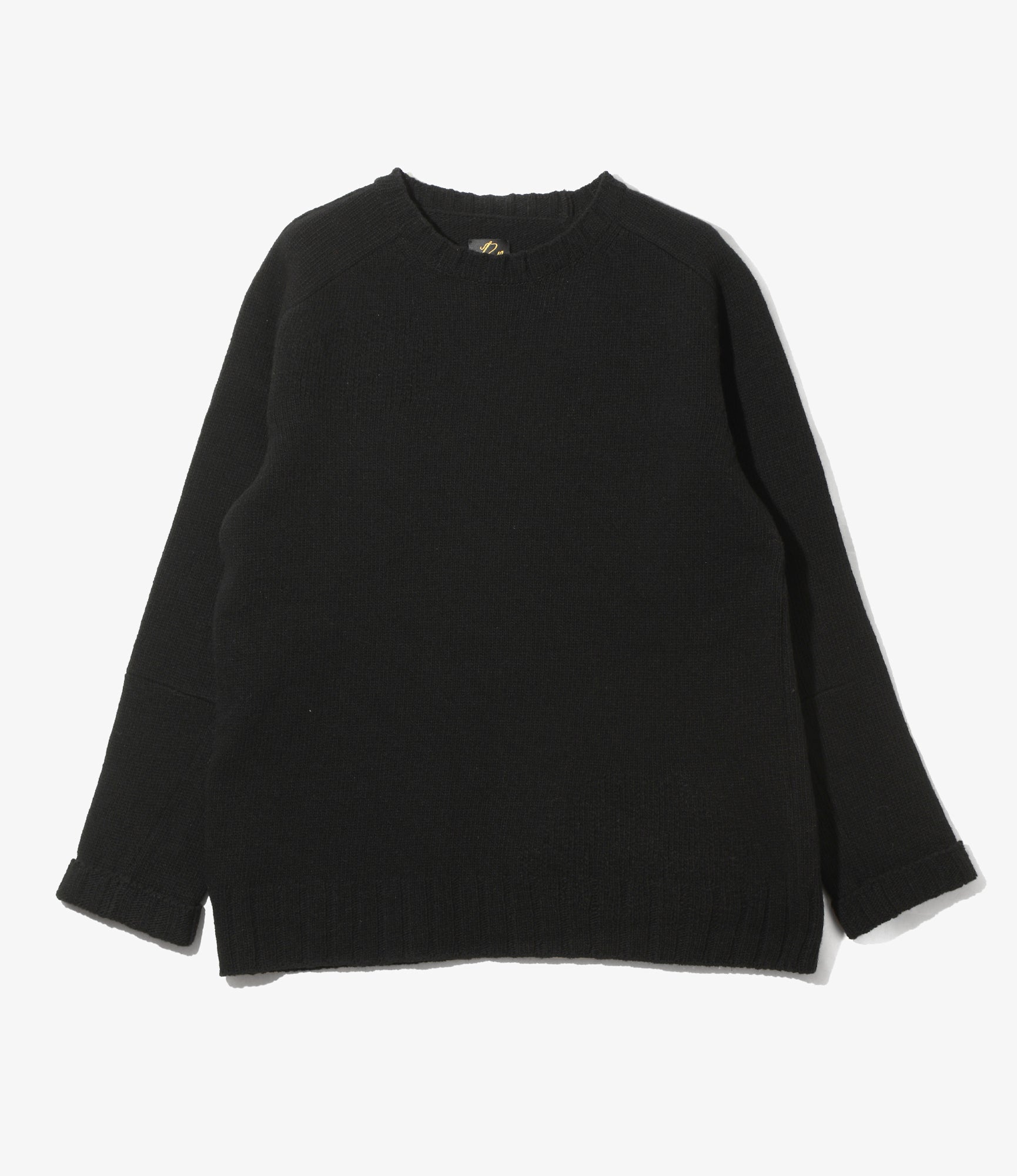 Damaged Crew Sweater - Black - Shetland Wool