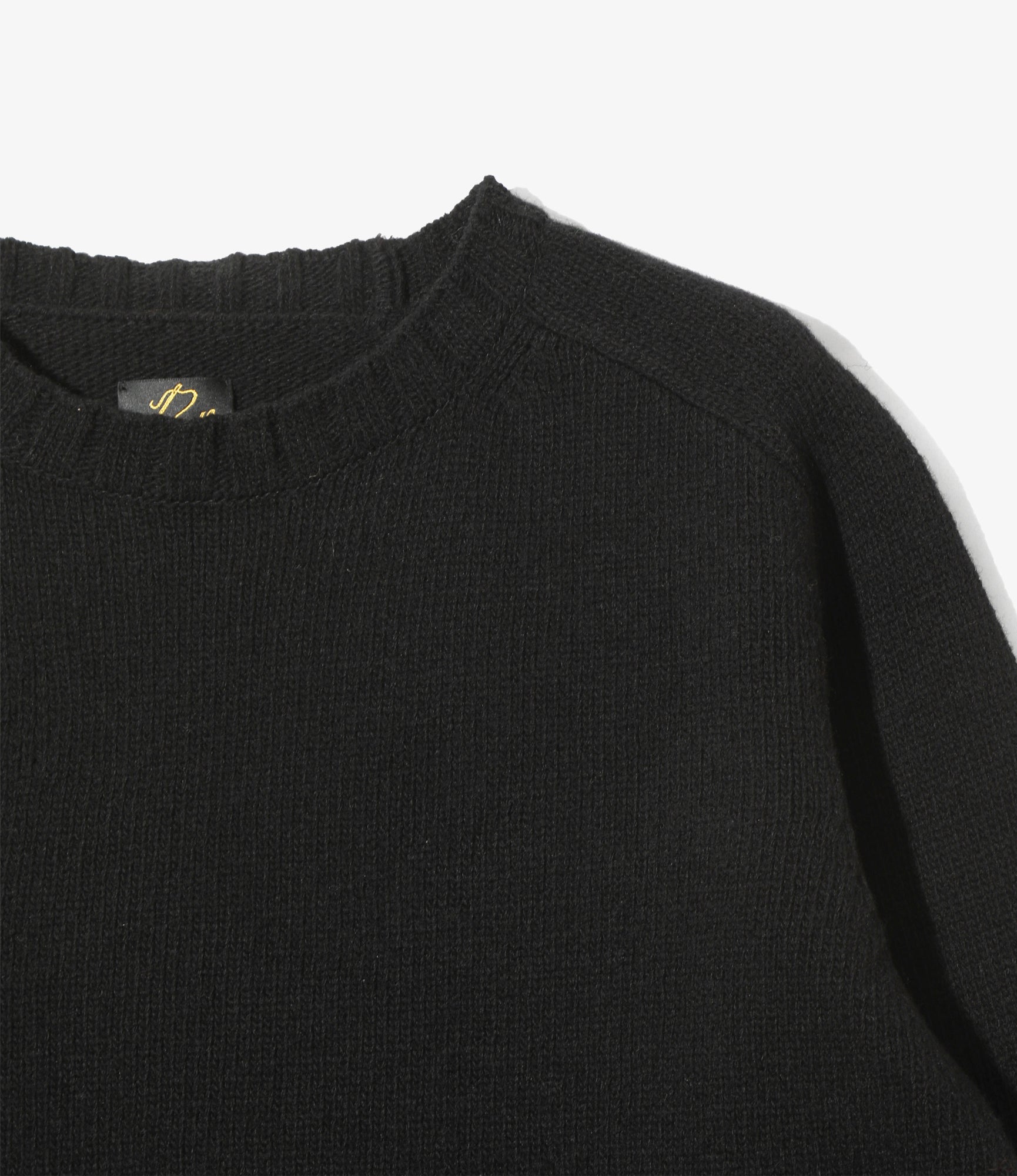 Damaged Crew Sweater - Black - Shetland Wool