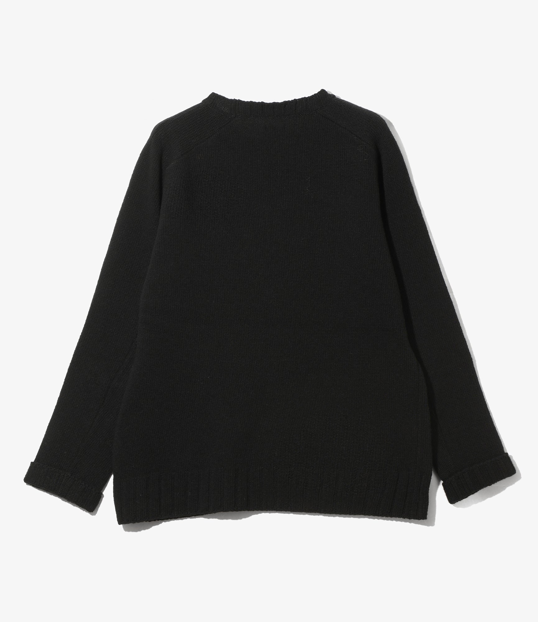 Damaged Crew Sweater - Black - Shetland Wool