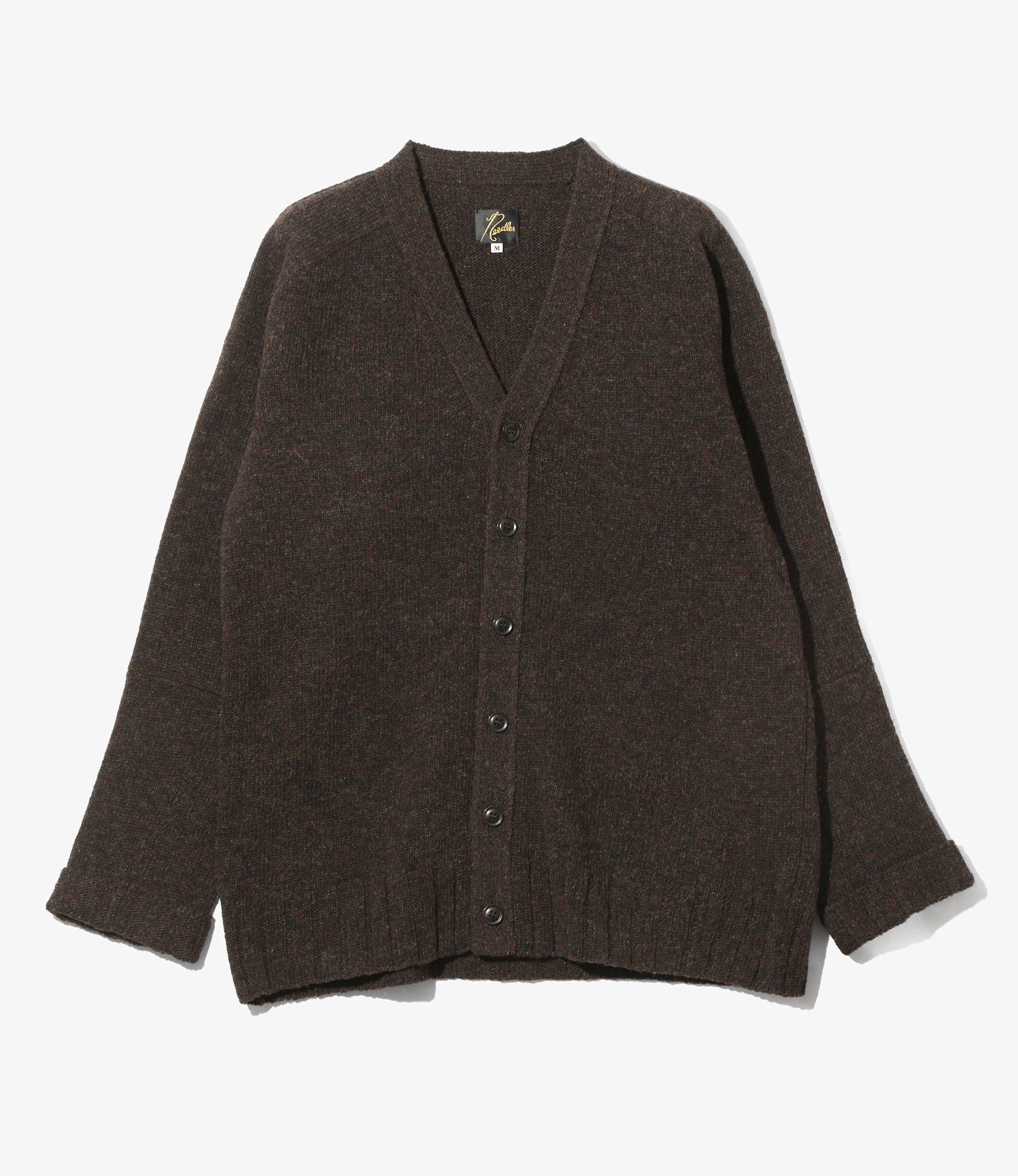 Damaged V Neck Cardigan - Umber - Shetland Wool