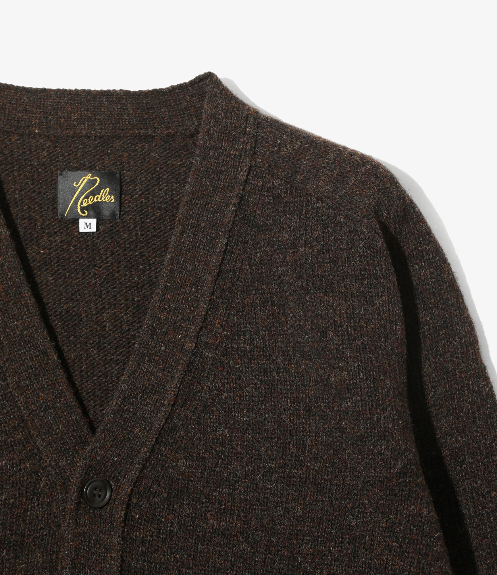 Damaged V Neck Cardigan - Umber - Shetland Wool