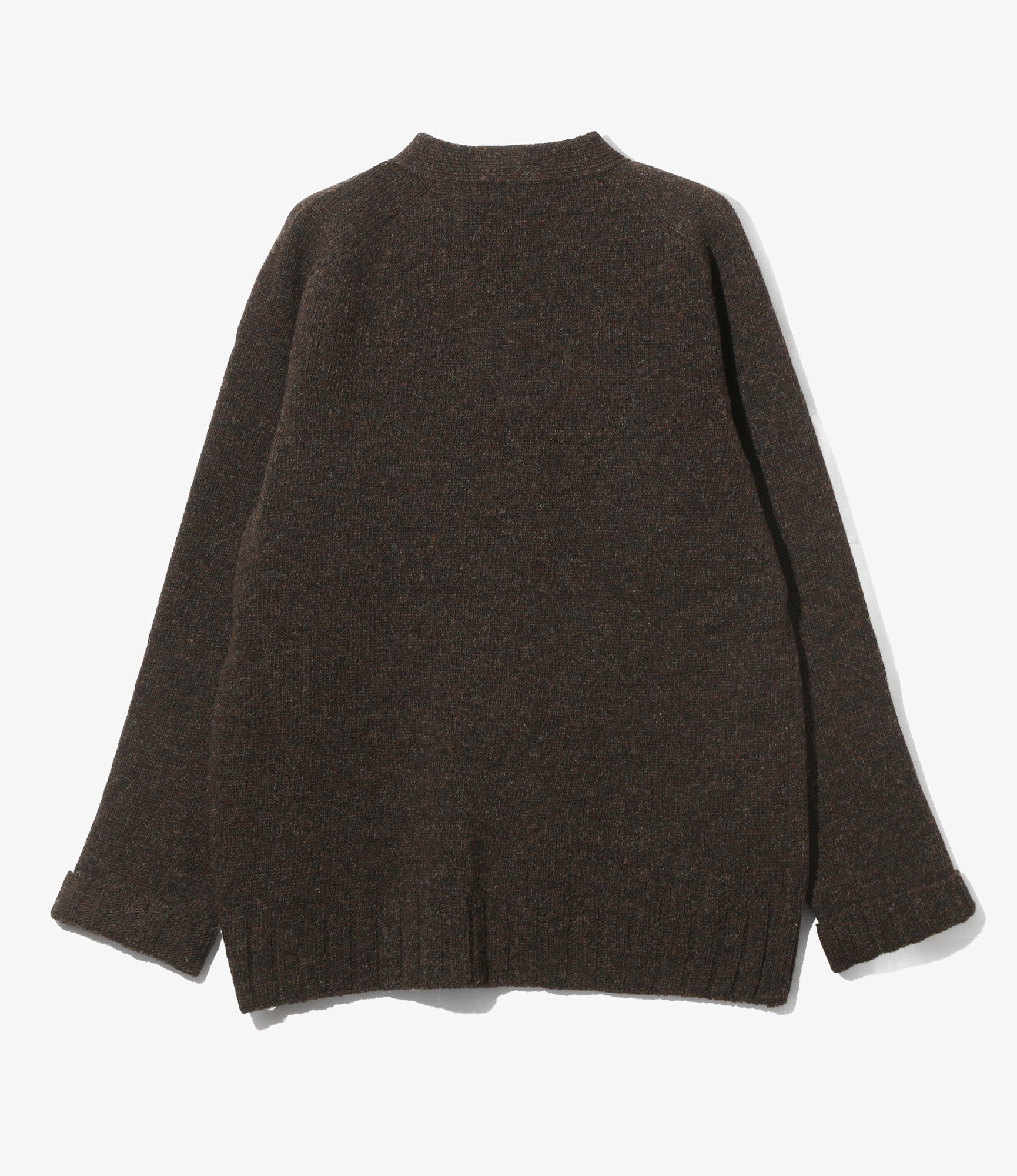 Damaged V Neck Cardigan - Umber - Shetland Wool