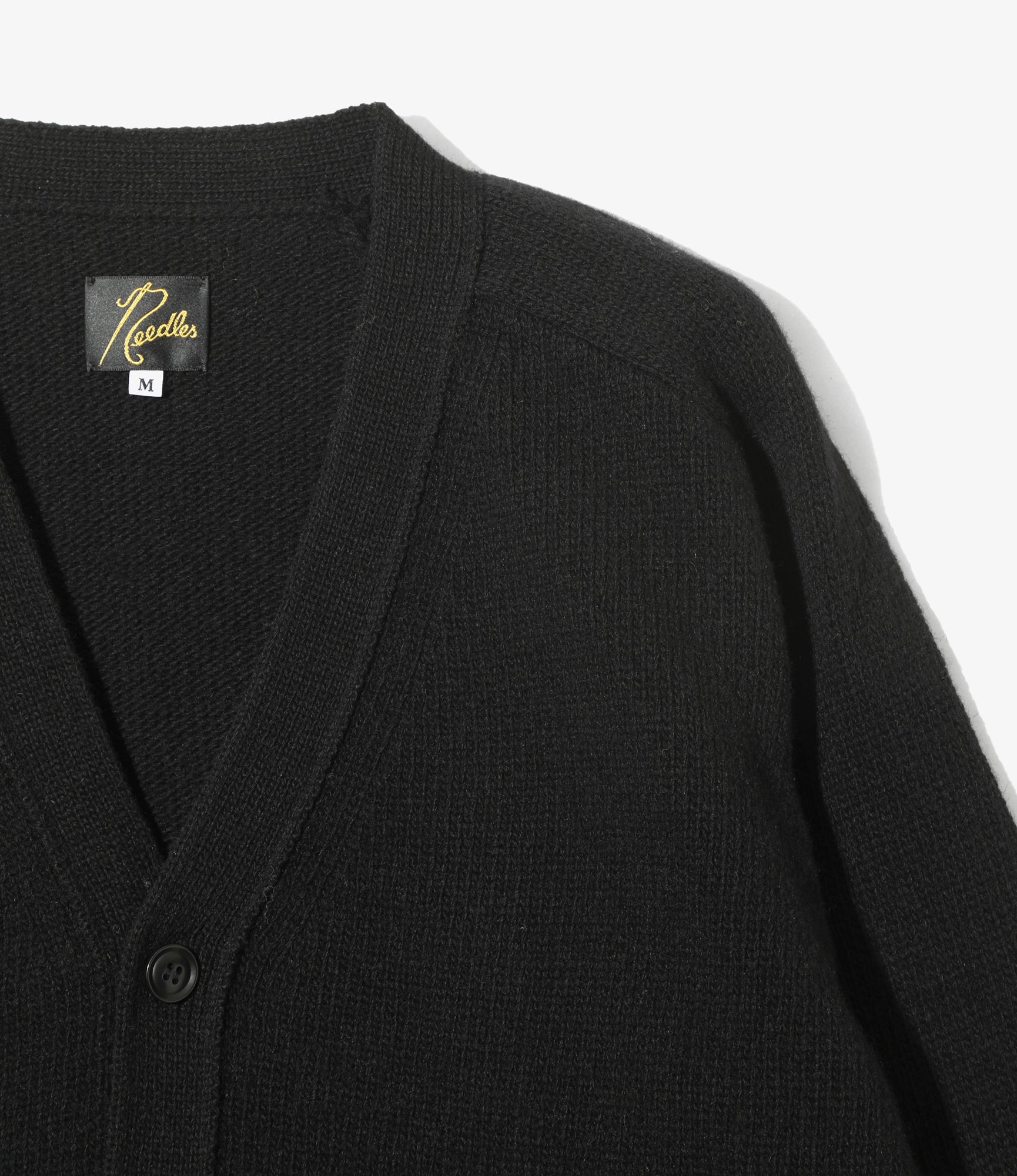 Damaged V Neck Cardigan - Black - Shetland Wool