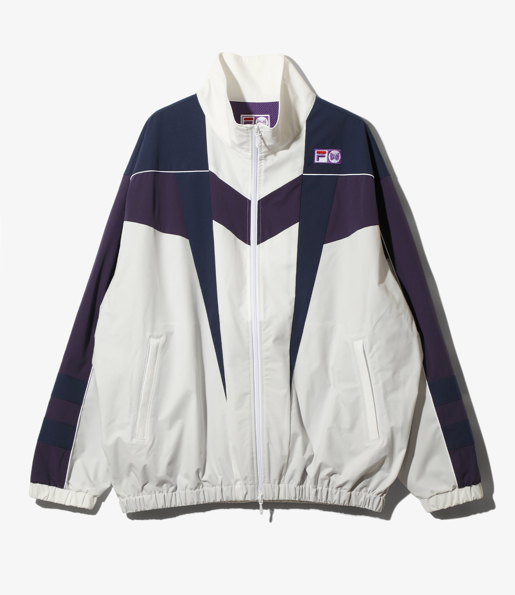 Needles x FILA Star Cut Over Sized Windbreaker - White/Navy/Purple