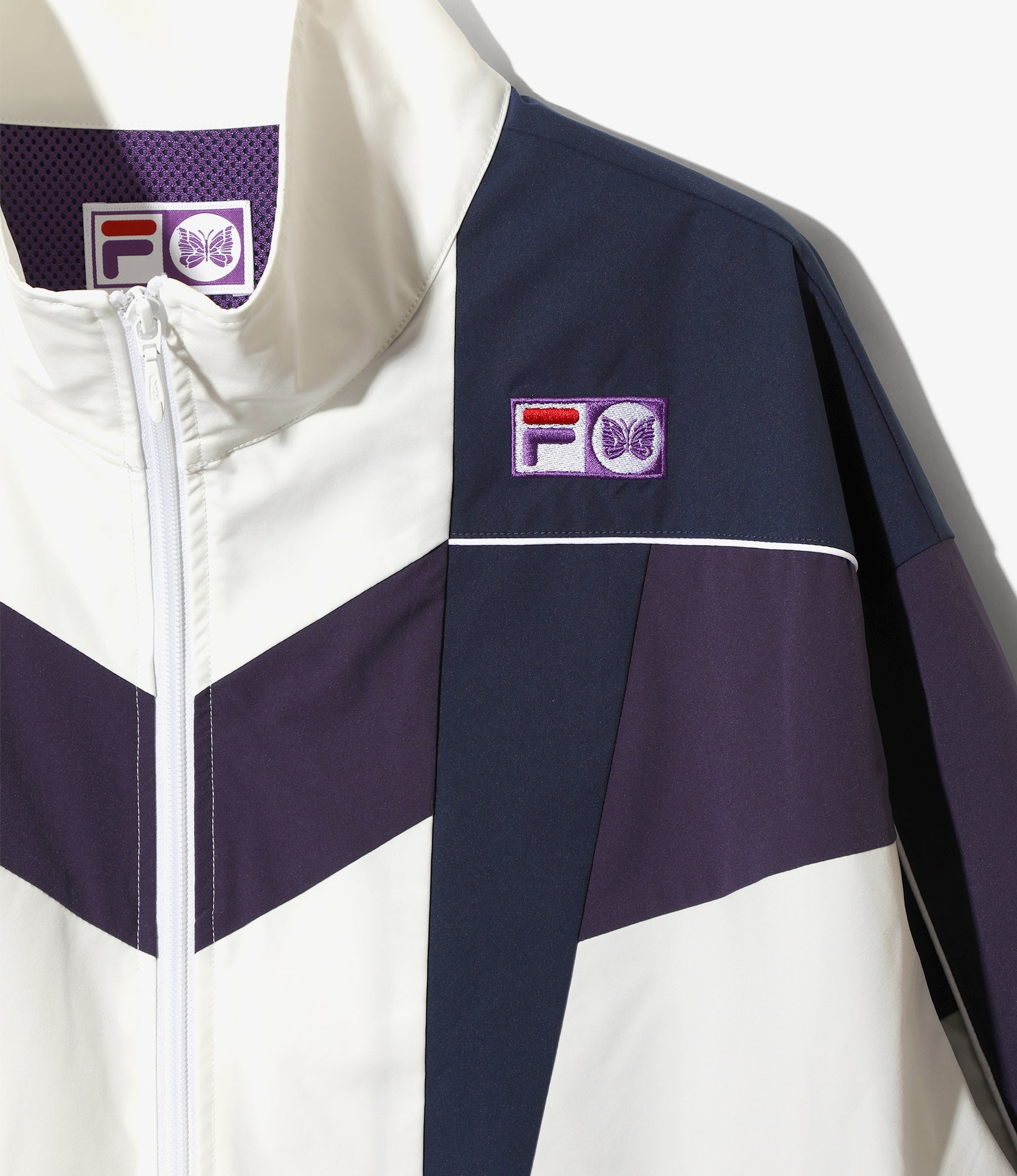 Needles x FILA Star Cut Over Sized Windbreaker - White/Navy/Purple