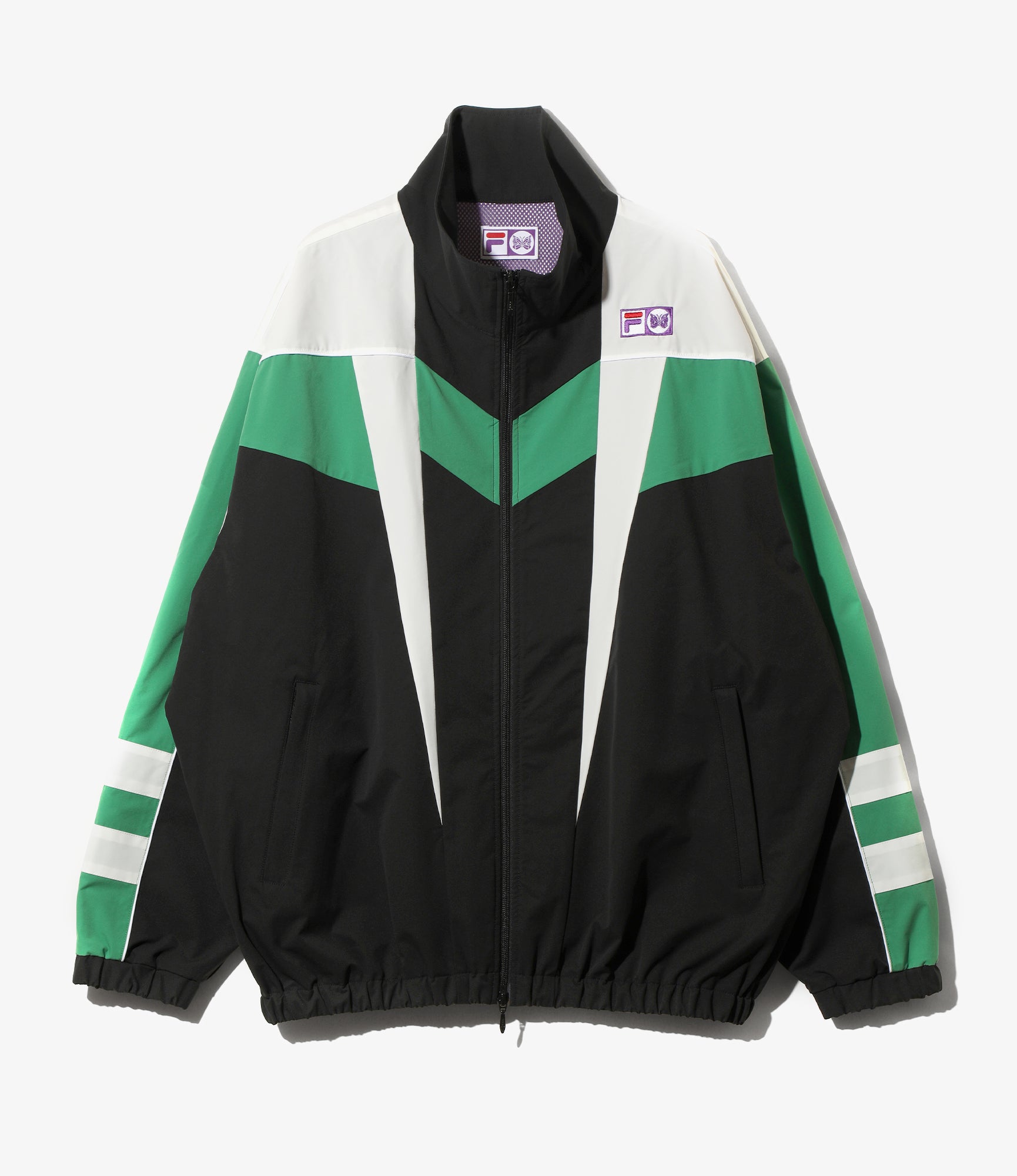 Needles x FILA Star Cut Over Sized Windbreaker - Black/White/Green