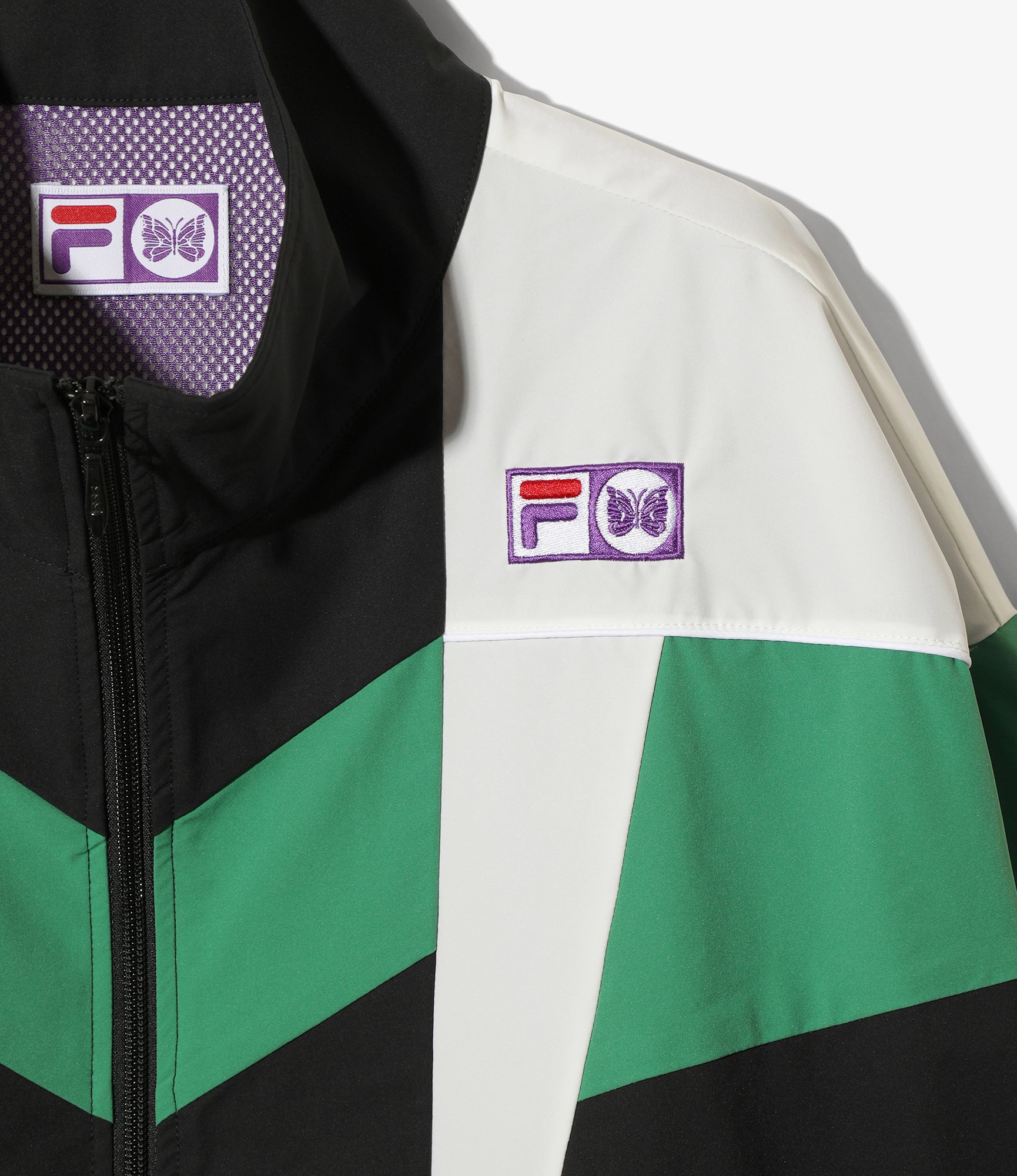 Needles x FILA Star Cut Over Sized Windbreaker - Black/White/Green