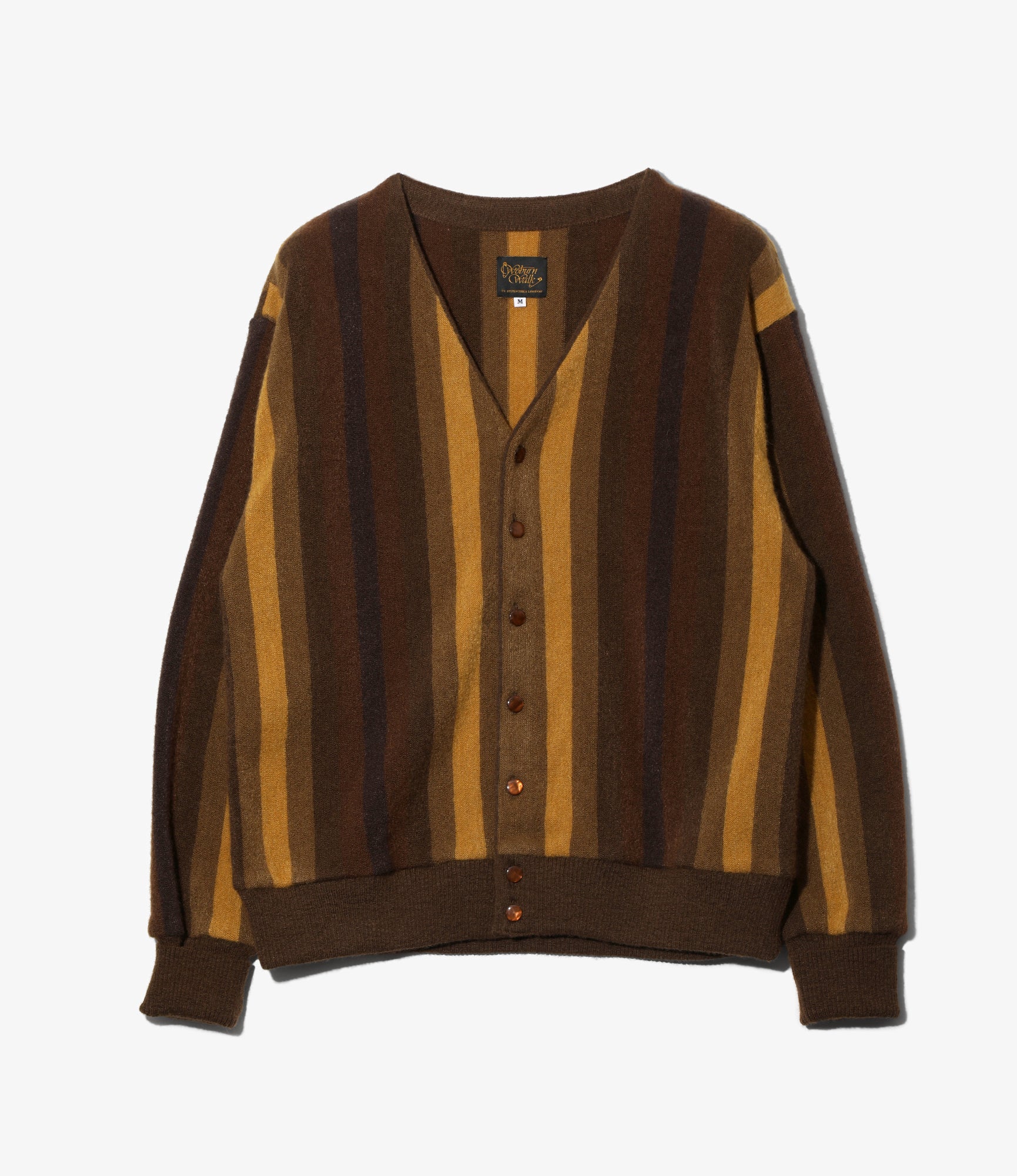 Knit Cardigan - Dk.Brown - Crepe Stripe / Gradation