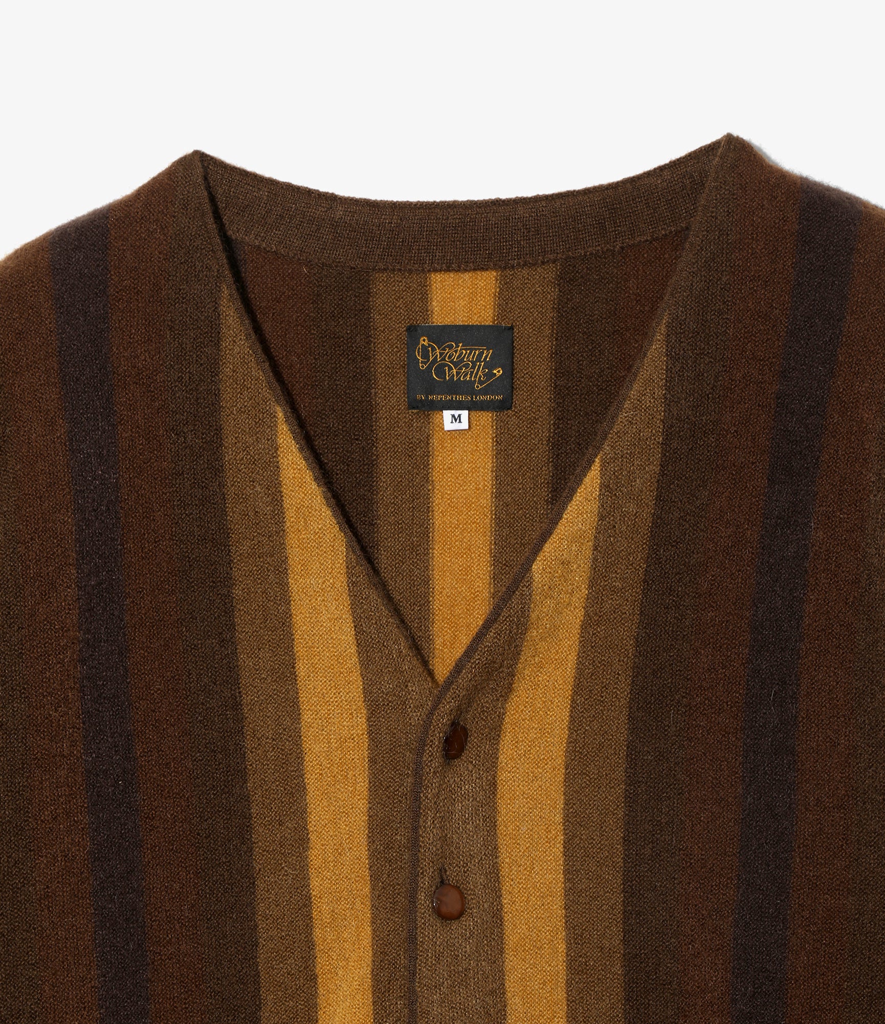 Knit Cardigan - Dk.Brown - Crepe Stripe / Gradation