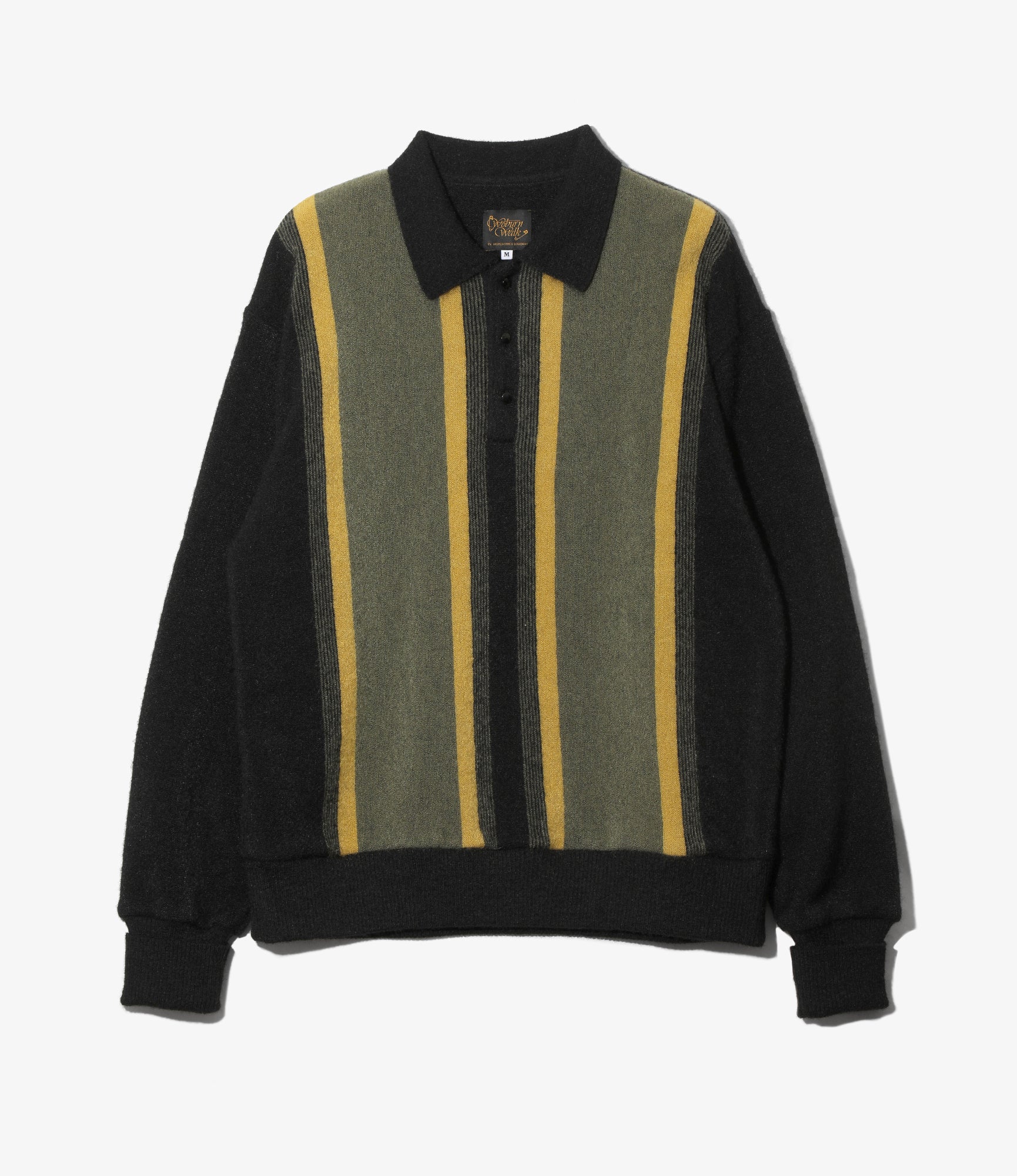 Knit Polo - Black - Crepe Stripe / Front Thick Stripe